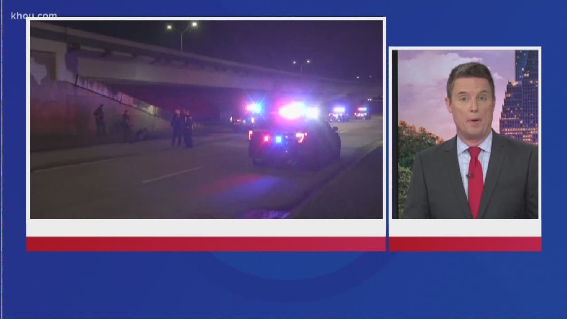 Top headlines at 6 a.m. include a man jumps from a freeway overpass during a police chase,  the latest on an abandoned toddler in Montgomery County and reaction to the Astros loss.