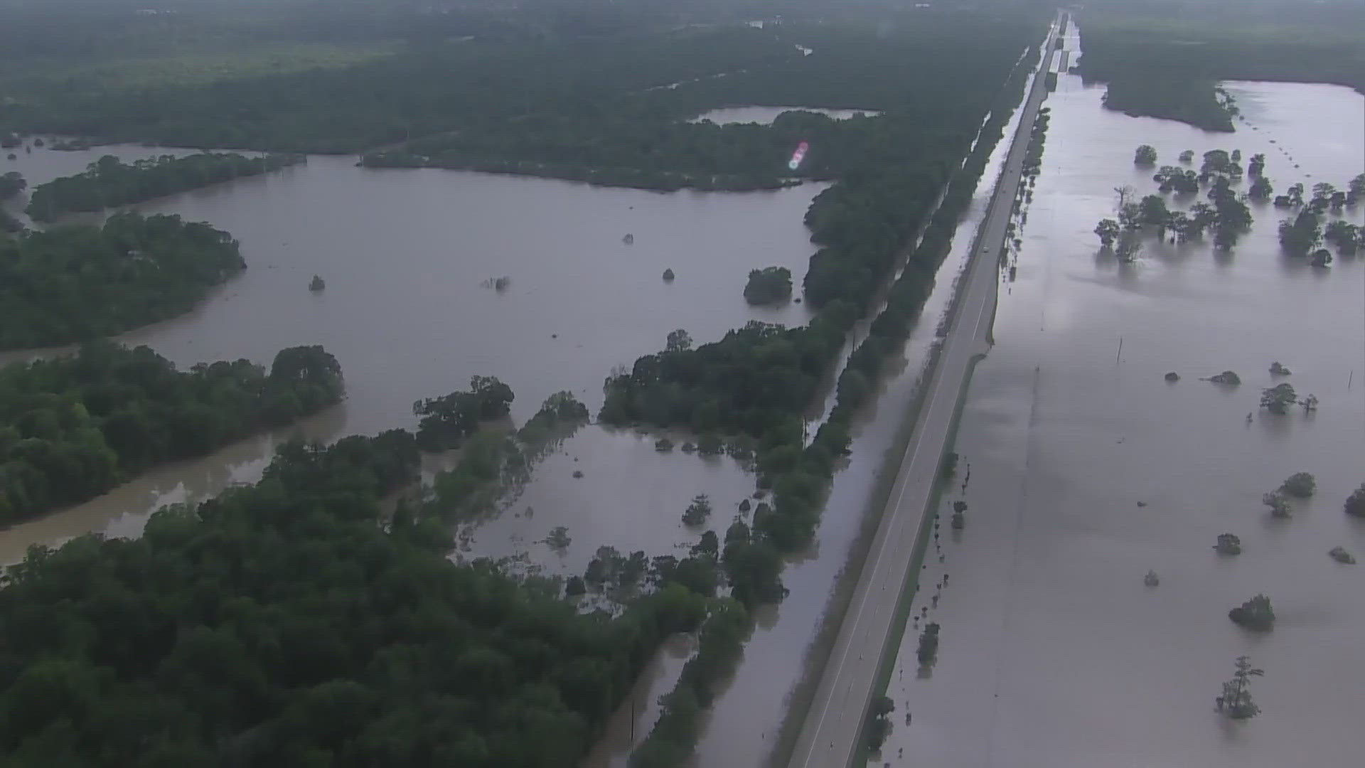 The Trinity River continues to rise and it's causing big problems on the road in Liberty County.