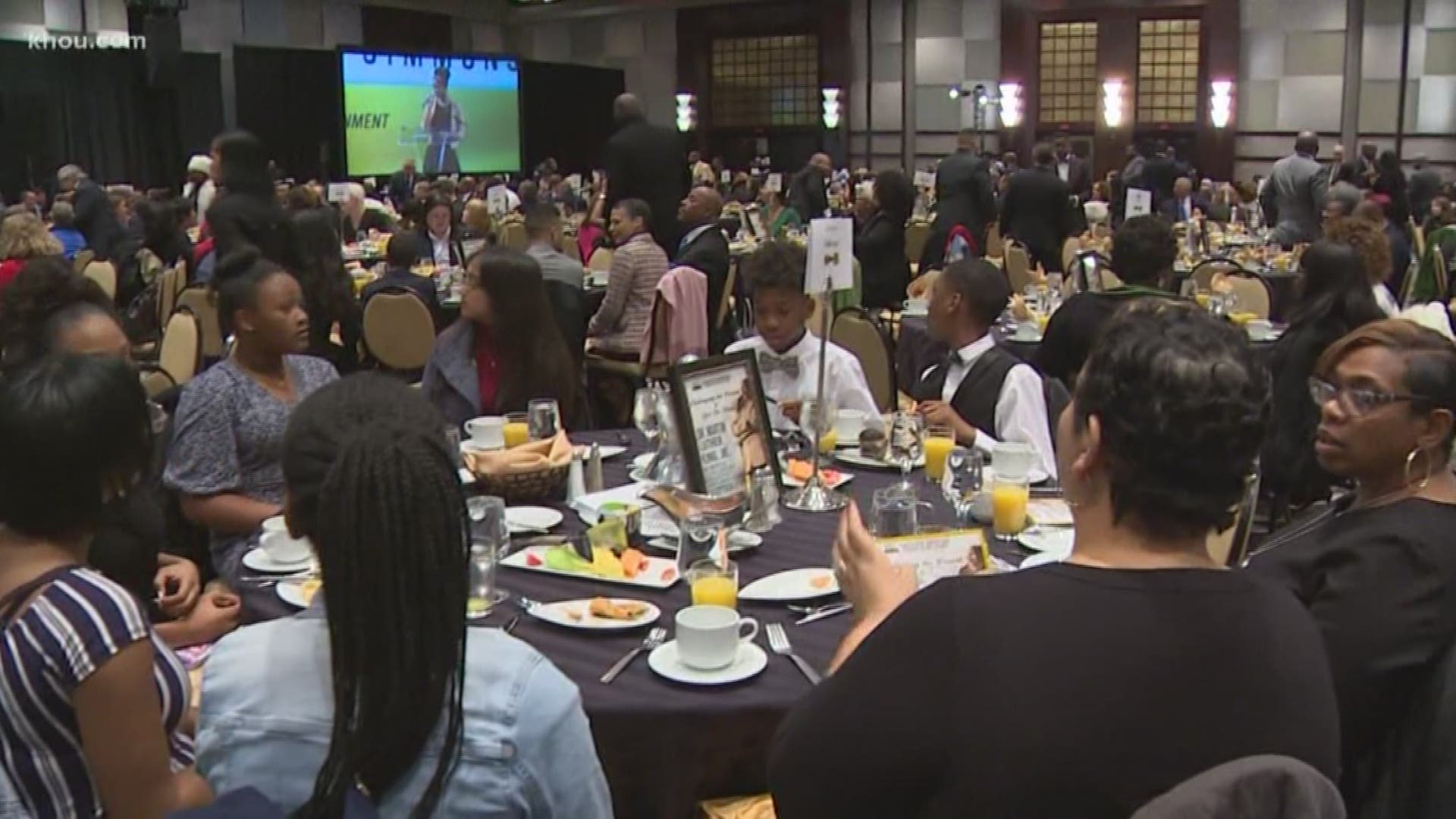 The city of Houston started their Martin Luther King Day celebrations with a memorial scholarship breakfast. KHOU 11 Len Cannon served as emcee.
