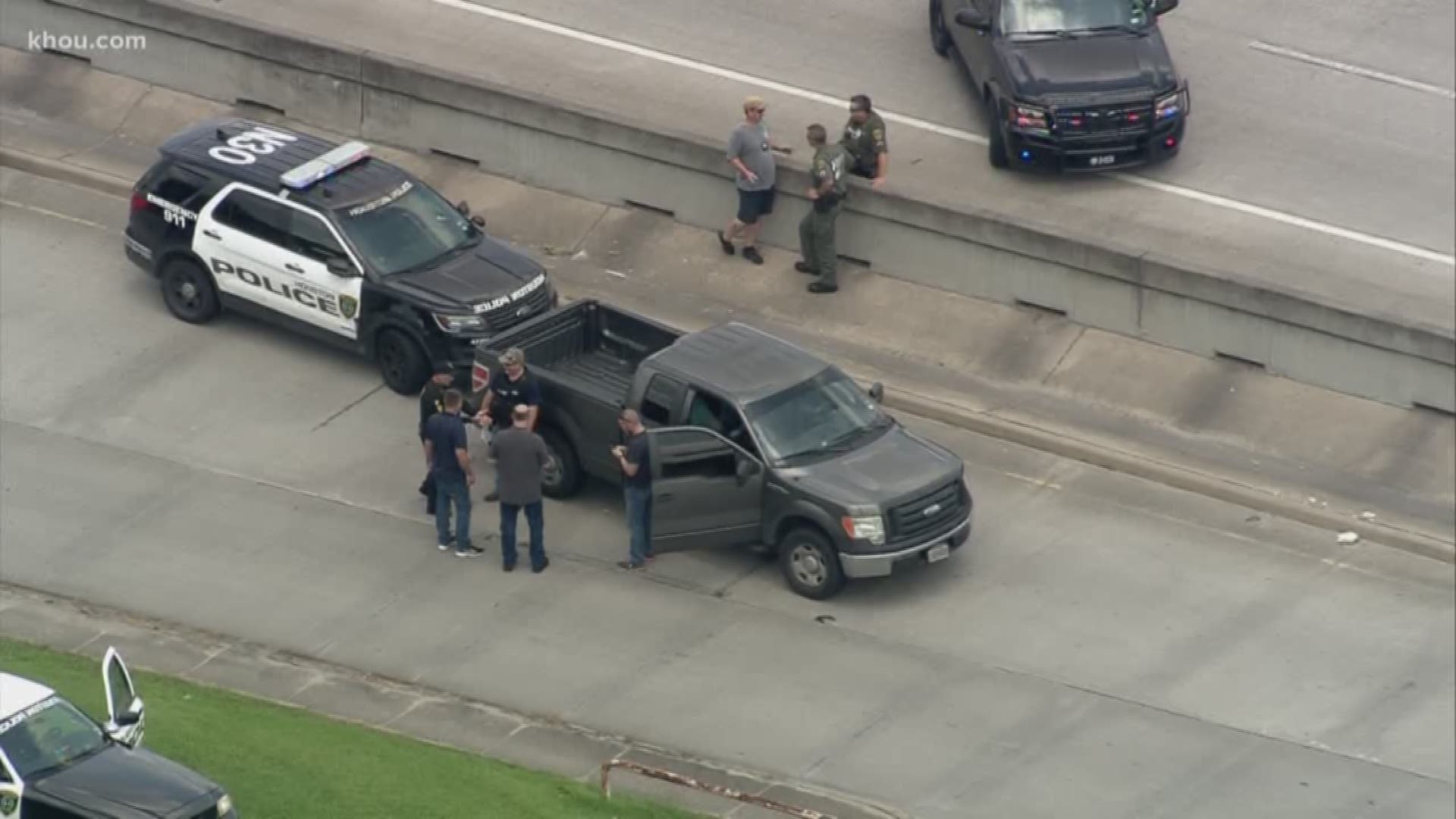 Police were chasing a Ford F-150 for about 40 minutes in southeast Houston. A man and woman have were in the truck and have been detained.
