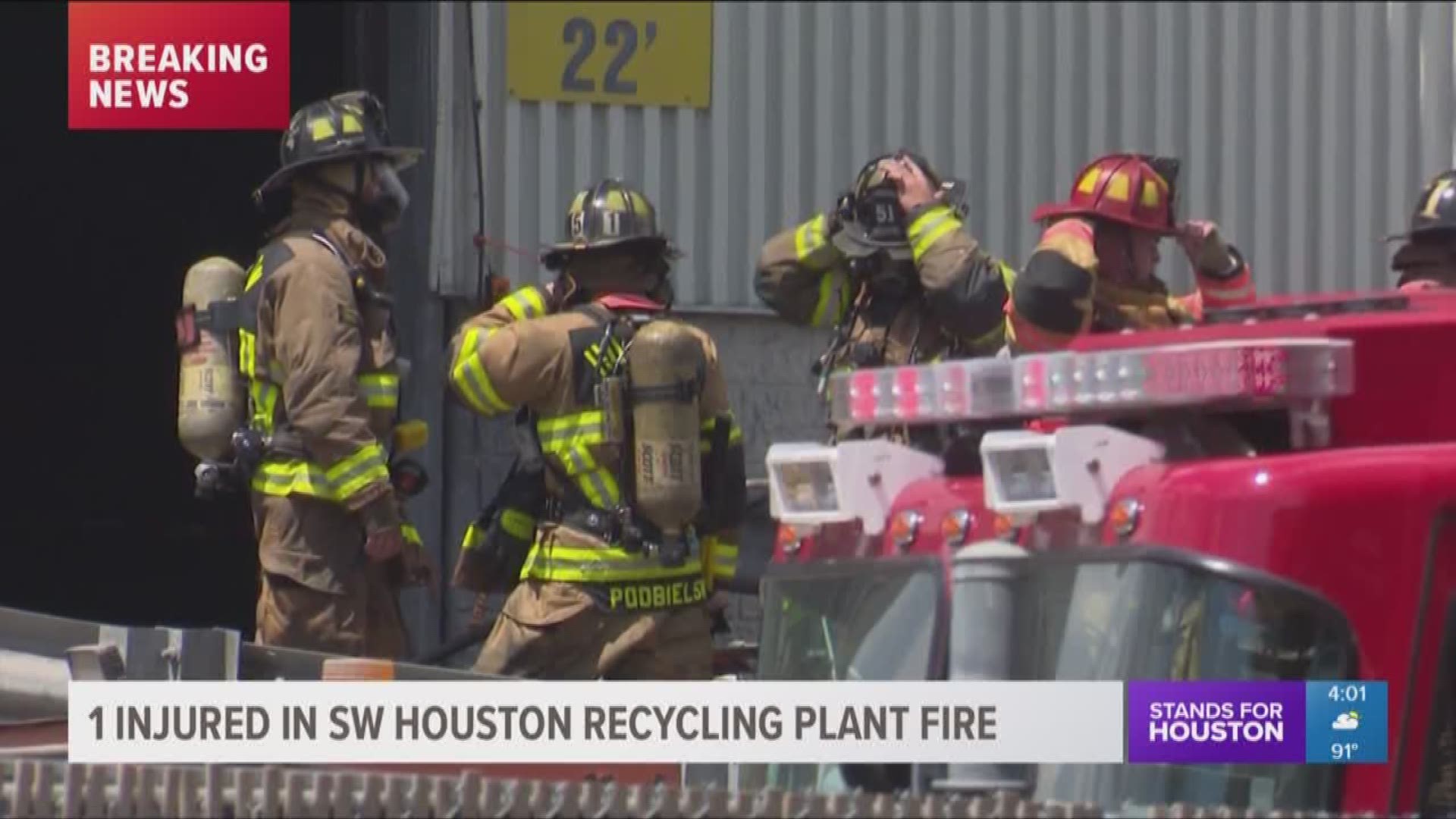 One person was taken to the hospital after an 18 wheeler caught fire inside a warehouse in southwest Houston on Thursday. 