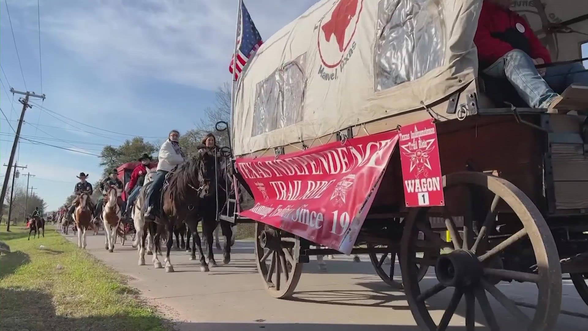 Independence trail riders left from La Marque on Saturday. It's one of 10 rides heading to Houston.