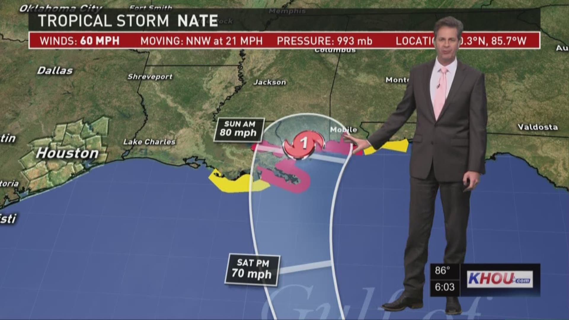 Tropical Storm Nate is moving north and is expected to impact Louisiana and Alabama.