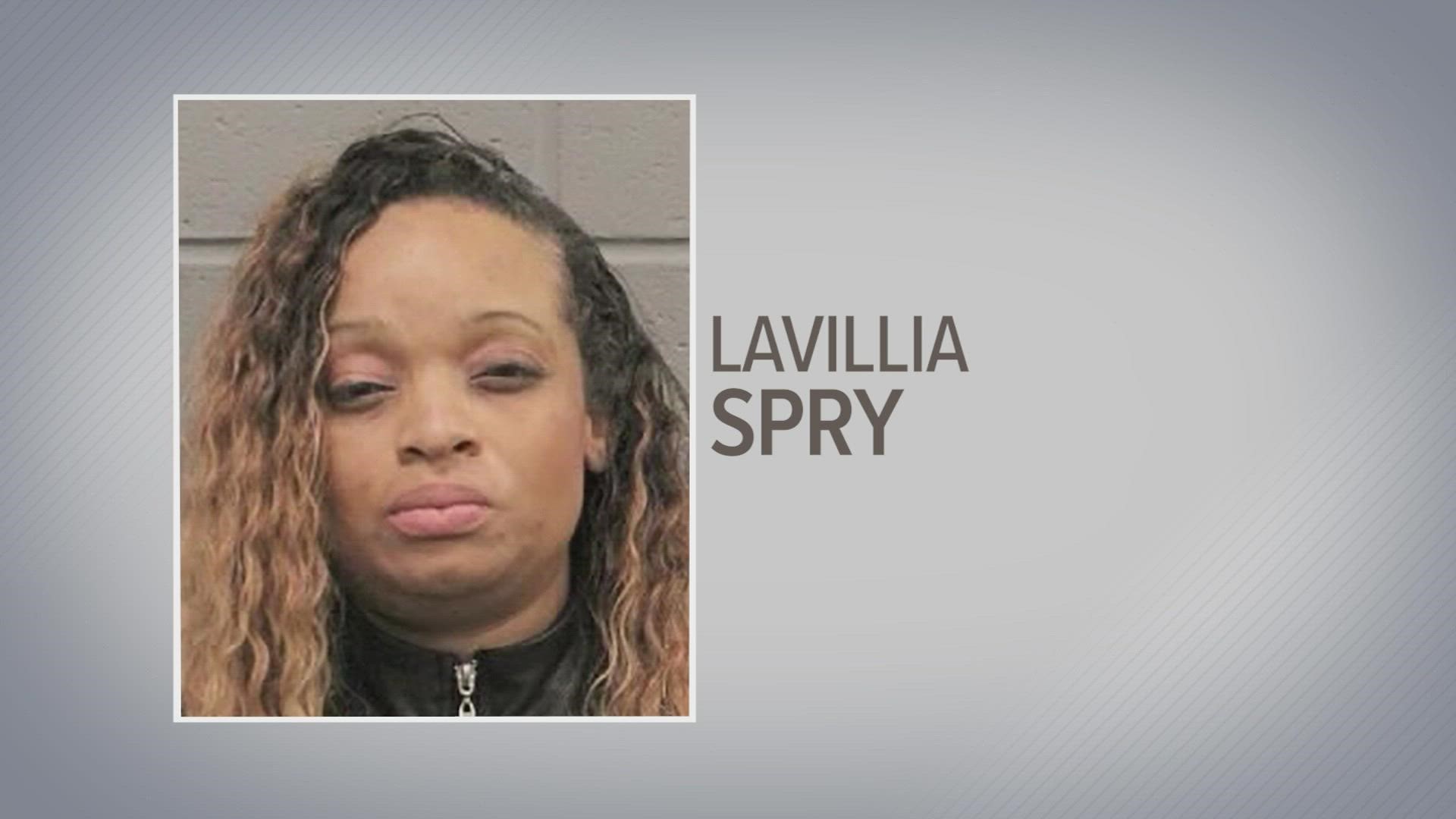 Lavillia Spry, 40, was charged with intoxication manslaughter of a peace officer, failure to stop and render aid resulting in death and evading in a motor vehicle.