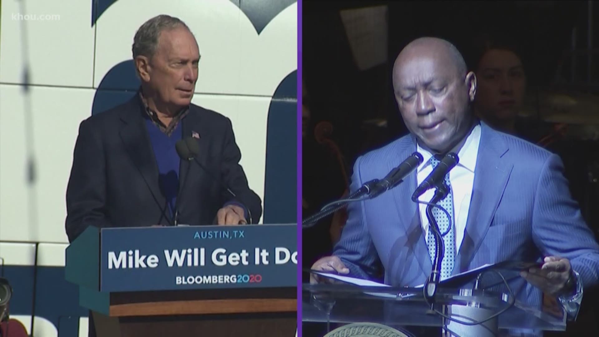 Michael Bloomberg was in Houston Thursday campaigning for president, and Houston mayor Sylvester Turner expressed his support for the candidate.