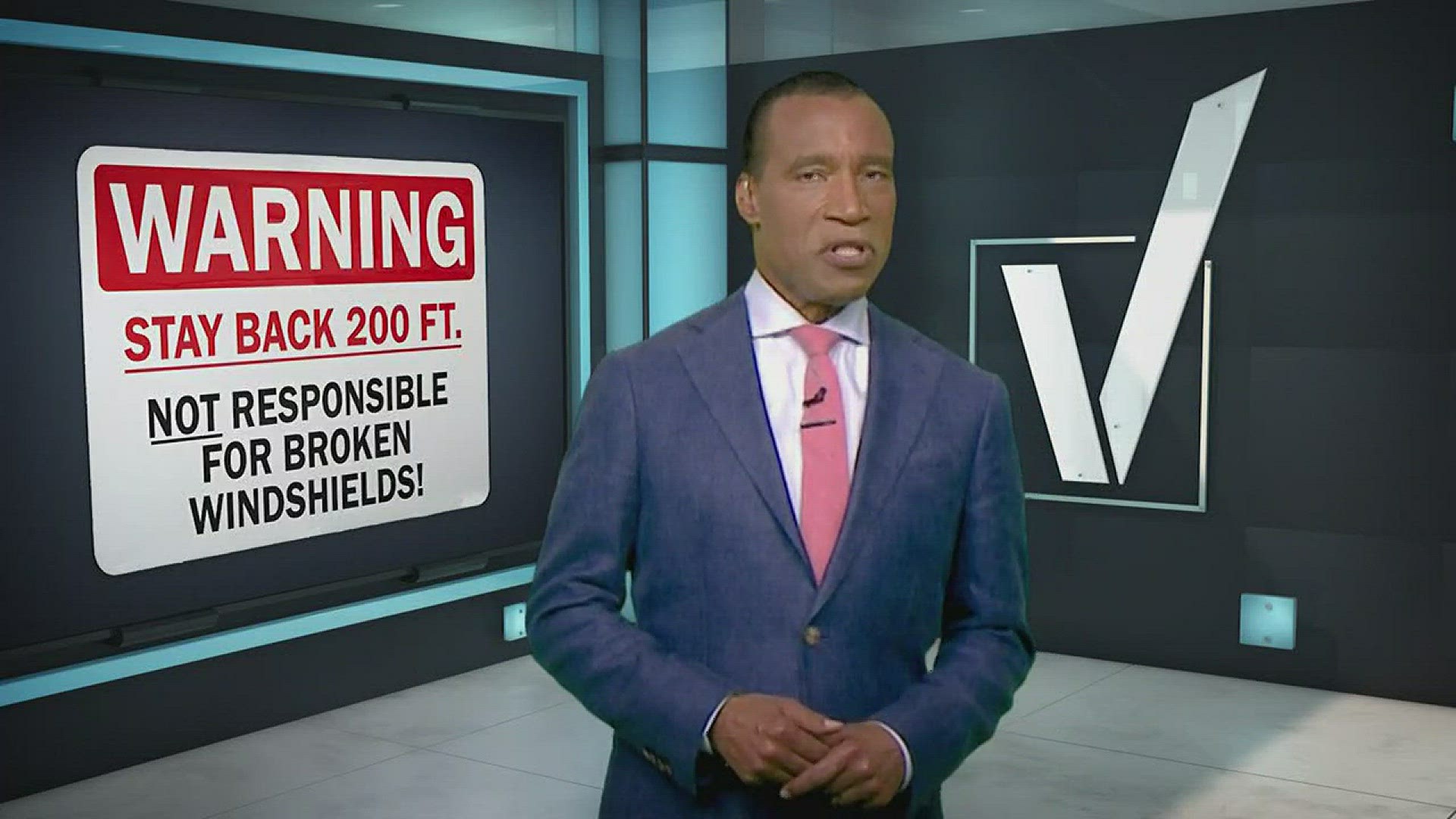 A KHOU 11 viewer wanted us to verify if a dump truck has a disclaimer sign, are they still liable for a cracked windshield?