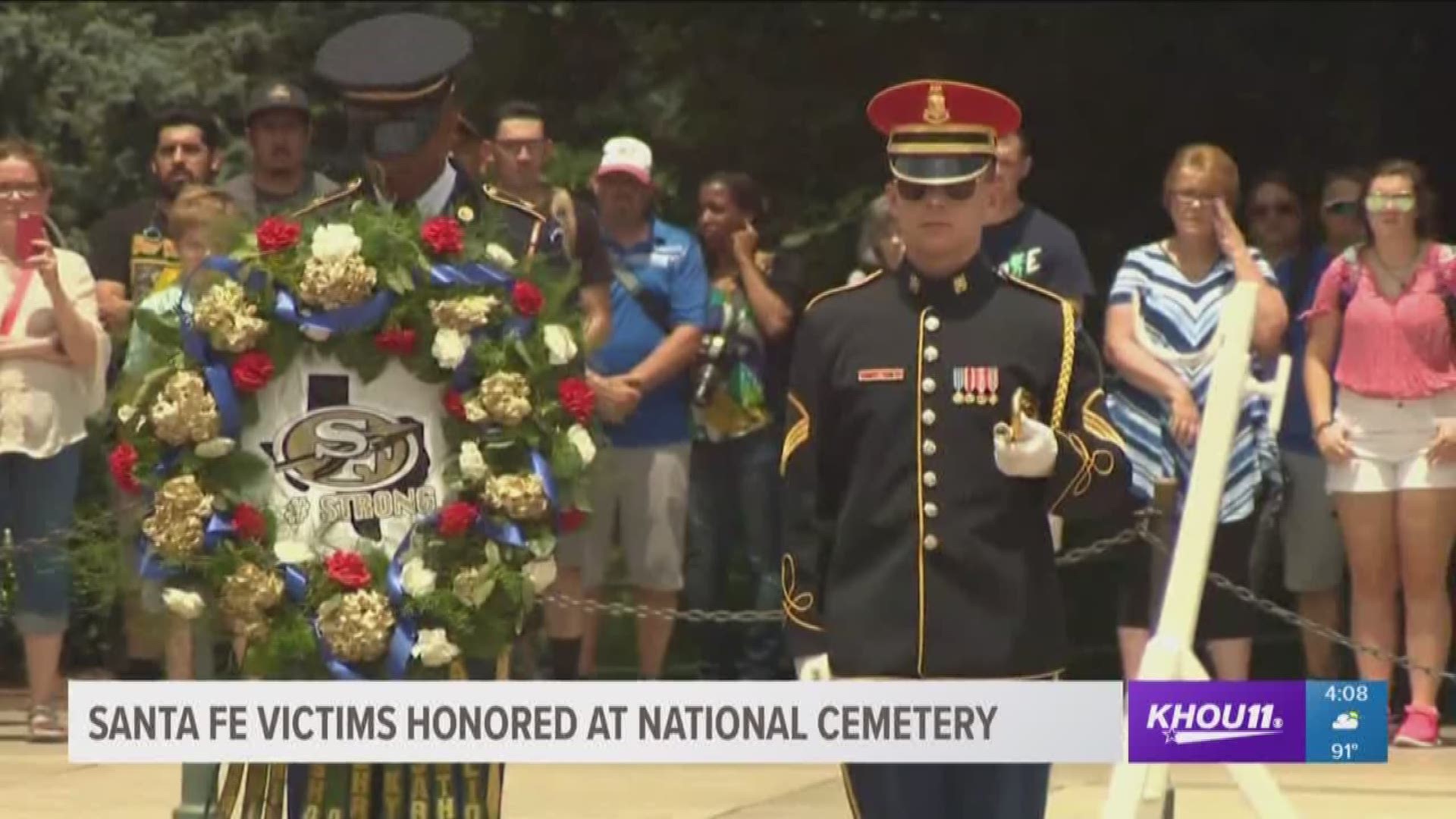 Santa Fe ISD students were honored at the Arlington National Cemetery on Thursday and one Santa Fe High School graduate placed a wreath at the Tomb of the Unknown Soldier. 