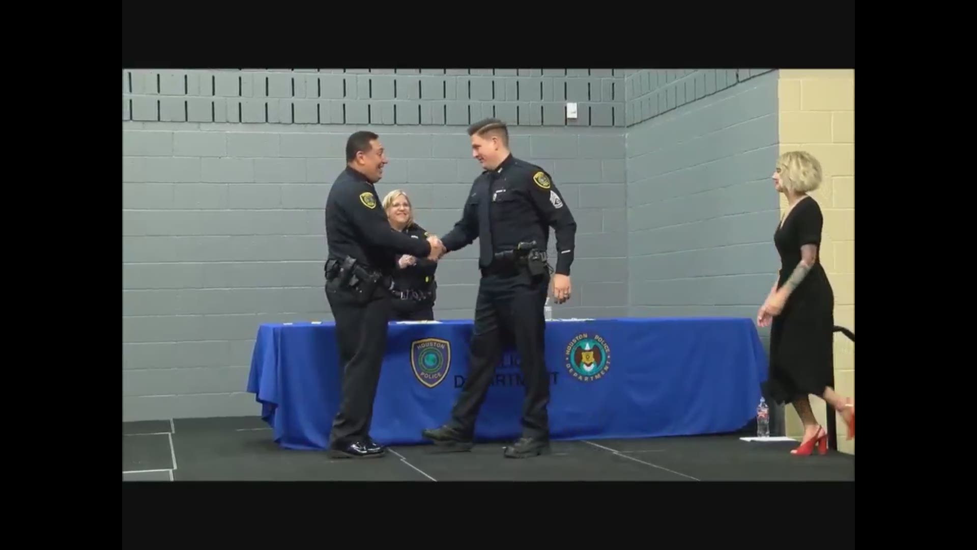 Houston police on Twitter shared this video of Chris Brewster being promoted to sergeant. Ten months later, Brewster was shot and killed in the line of duty