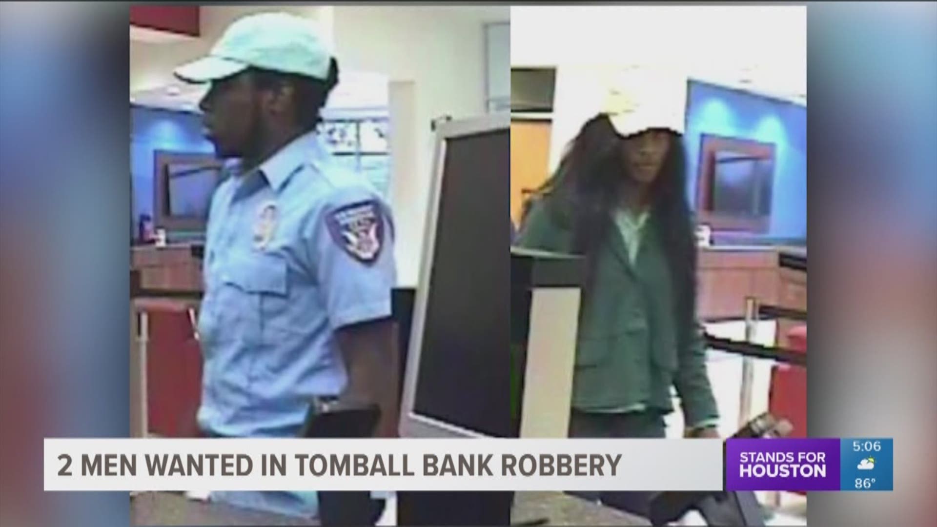 FBI officials are seeking the public's help in identifying two men accused of robbing a Tomball bank Tuesday afternoon.