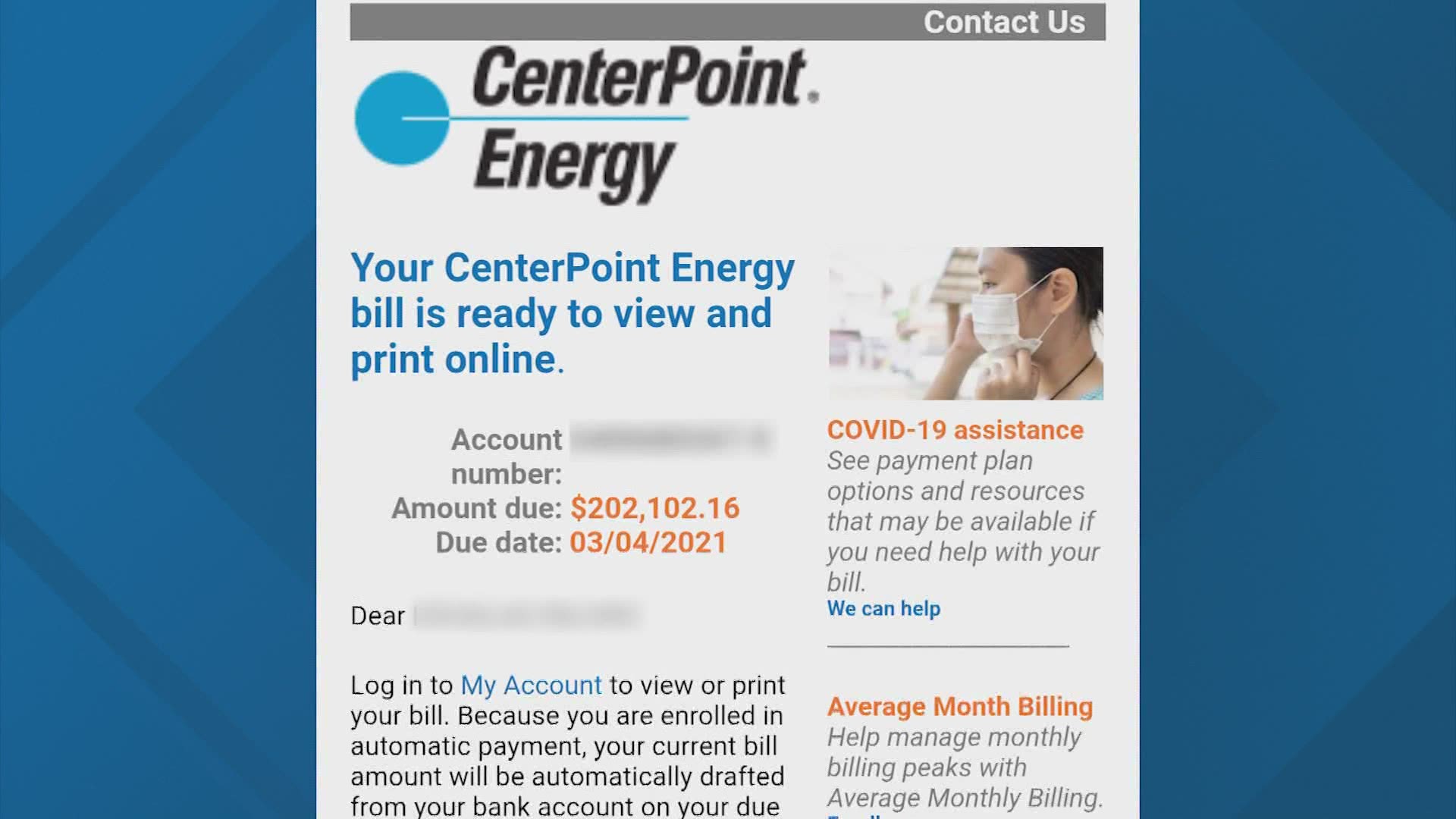 CenterPoint released a statement after billing errors showed up on customers’ accounts this week during the widespread power outage.