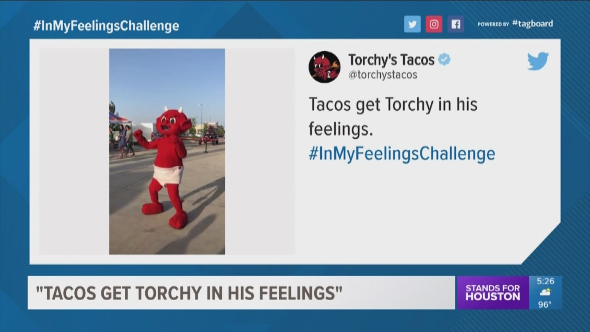 Just about everyone and everything is taking on the 'In My Feelings' challenge. We saw the moves from Astros all-stars Justin Verlander and Alex Bregman, but how about Torchy's Tacos devil?