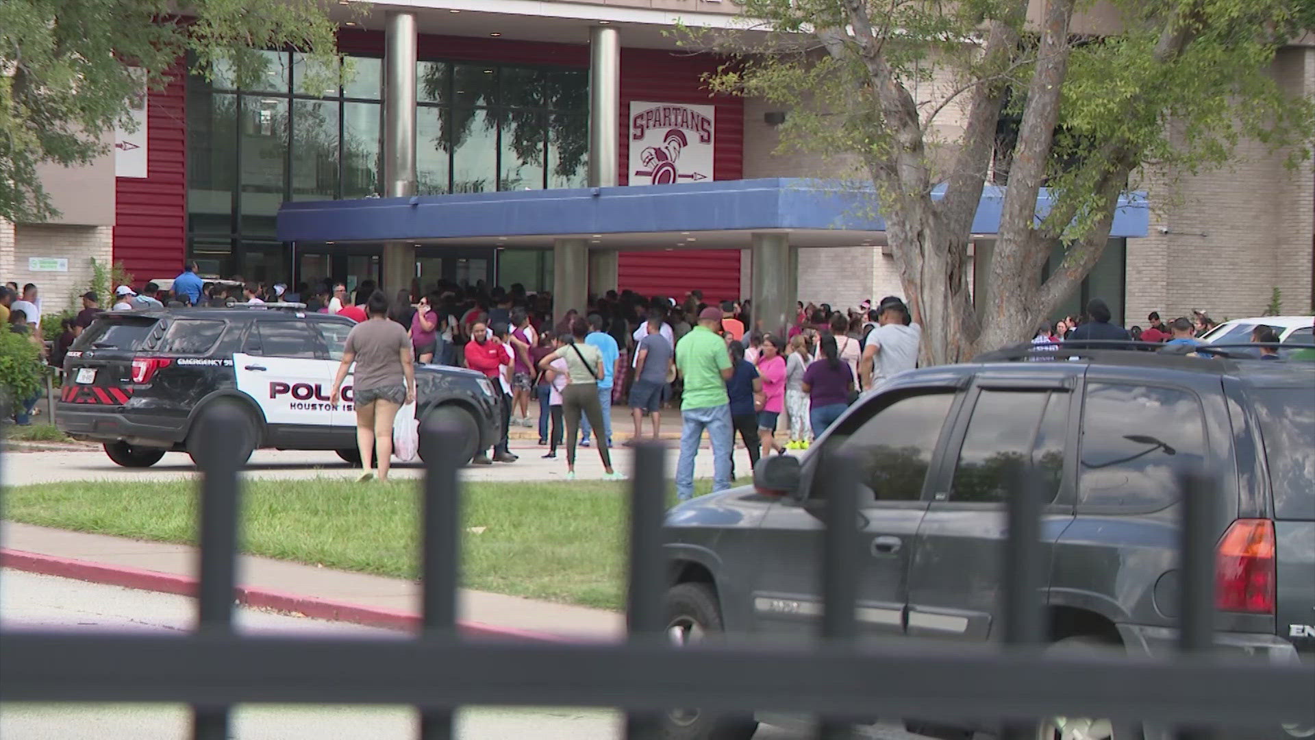 Dozens of parents gathered outside the southwest Houston school Friday afternoon after rumors of a weapon spread but HPD said it was a false alarm.