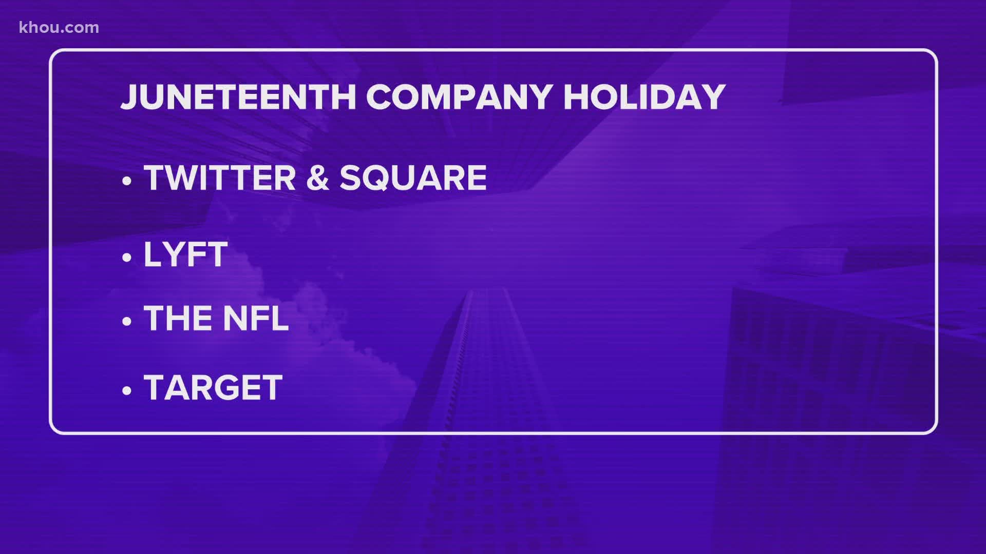 A growing list of companies have decided to make Juneteenth, which commemorates the ending of slavery in America, a paid company holiday.