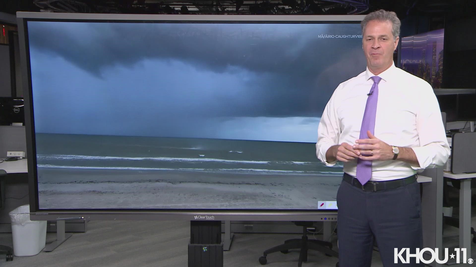 KHOU Chief Meteorologist David Paul explains a waterspout that formed in Galveston on July 14.