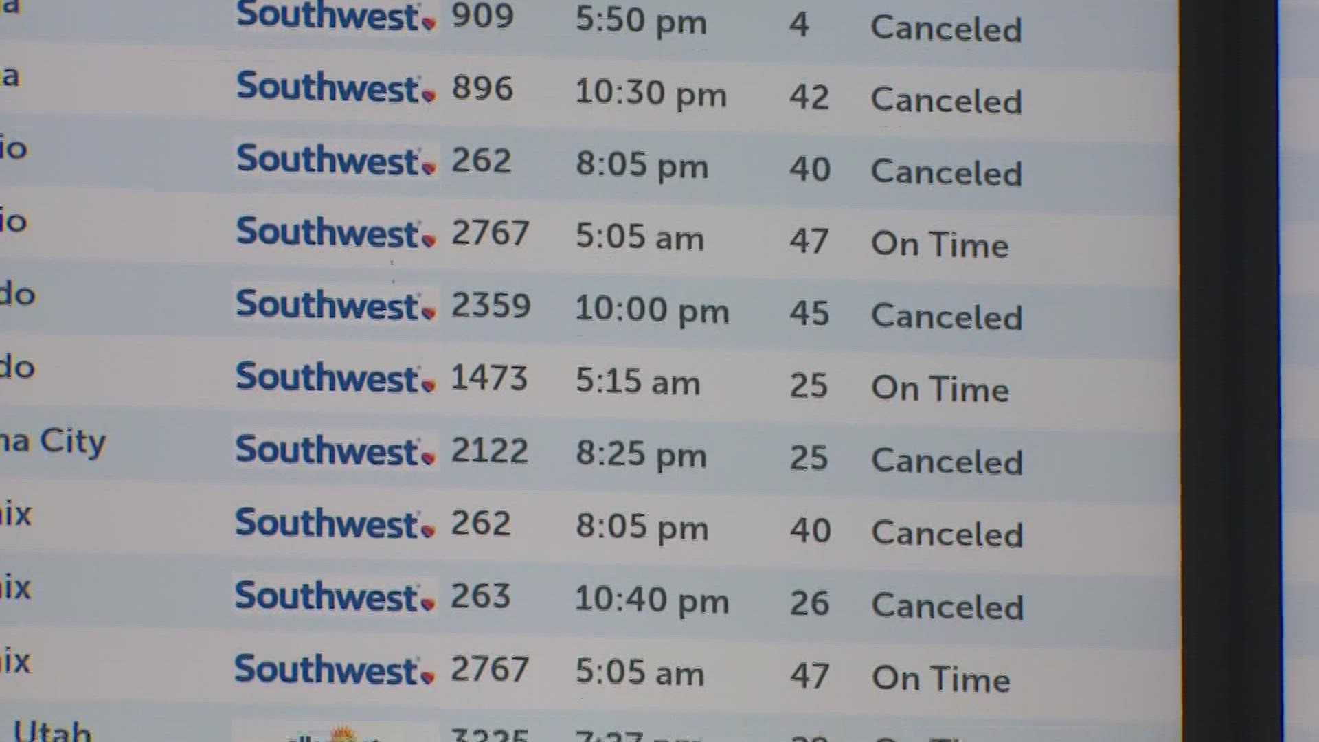 Southwest Airlines cancellations More than 1,800 Monday