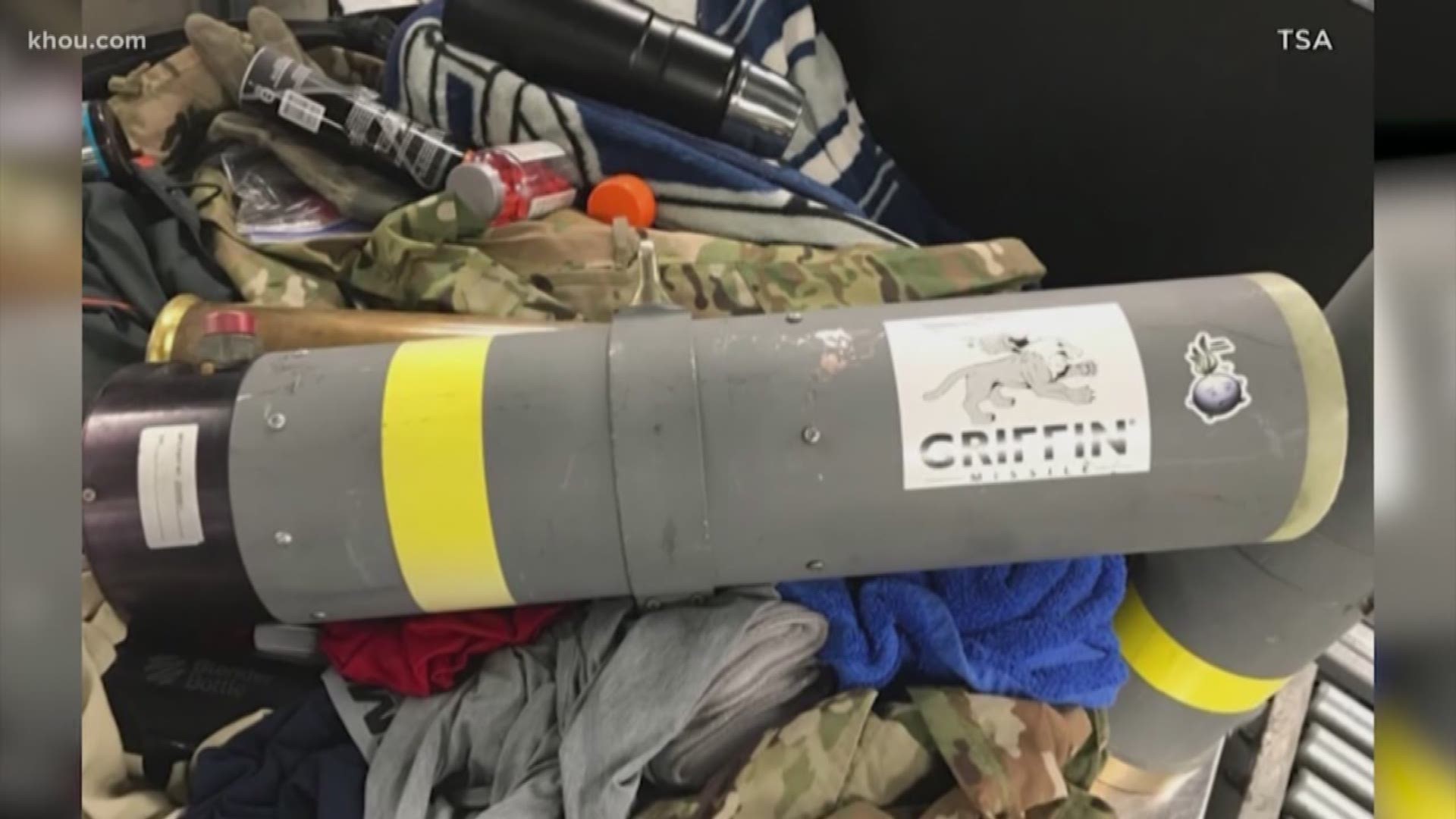 Transportation Security Administration officers discovered a missile launcher in a passenger's checked luggage Monday morning at Baltimore/Washington International Thurgood Marshall Airport.