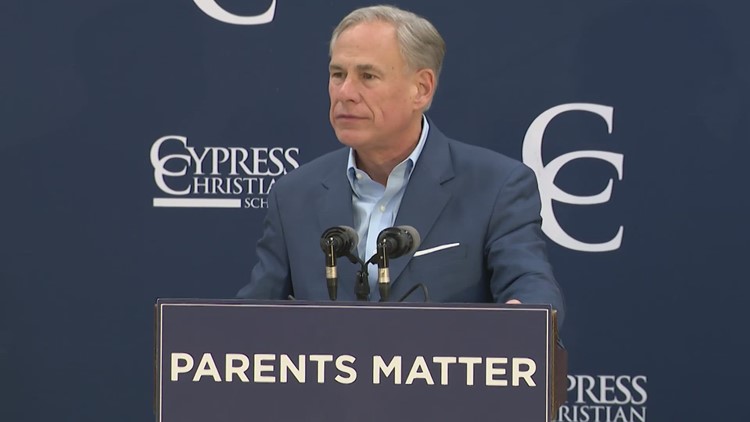 Gov. Greg Abbott speaks in Houston to promote school choice bill