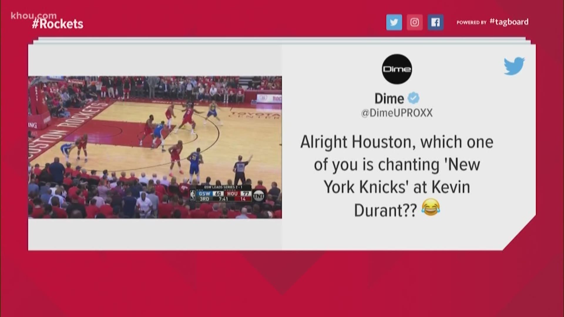 Rockets fans took to social media to celebrate the team's Game 4 victory over the Golden State Warriors laving their series tied 2-2.