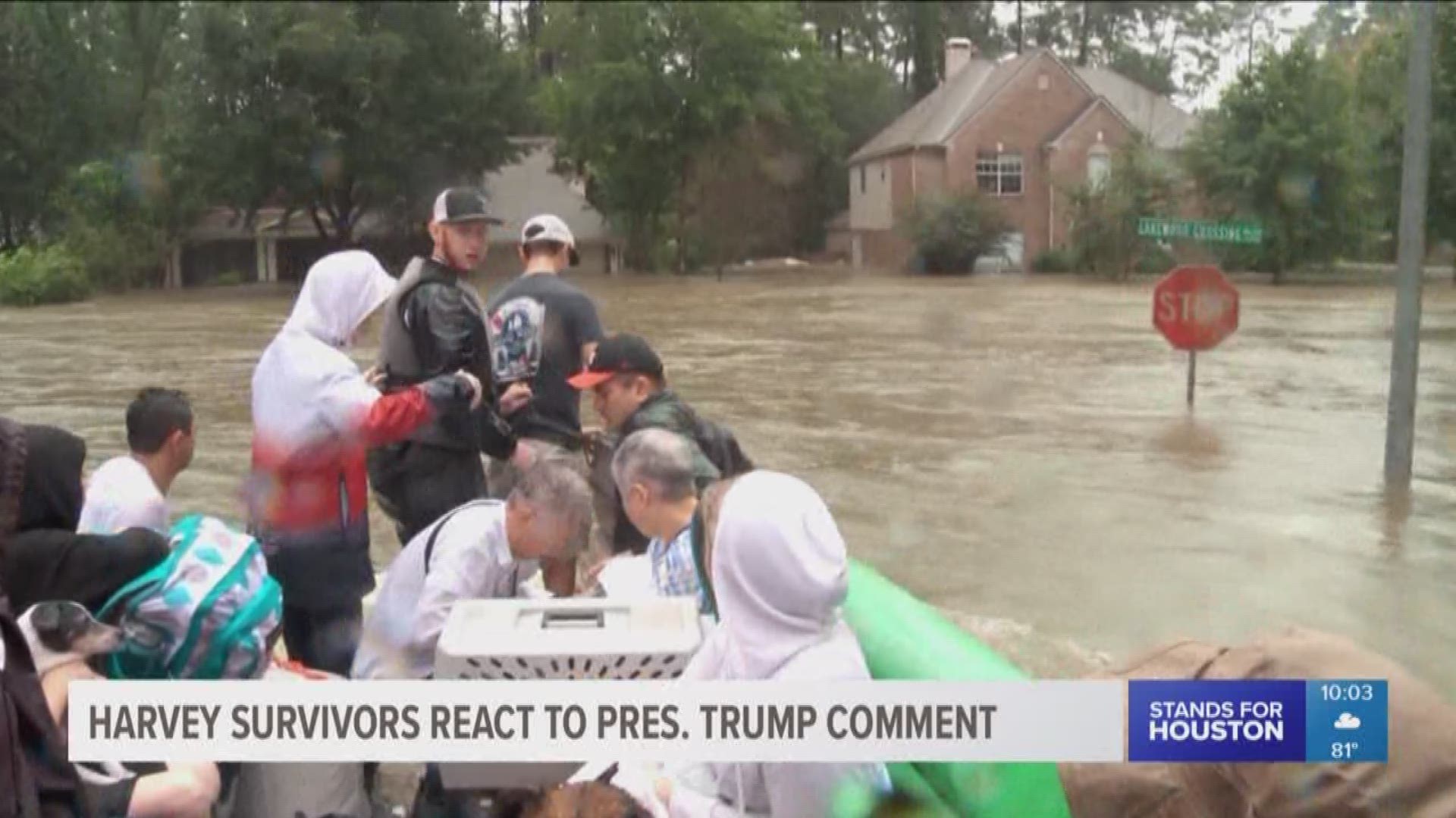 Reaction is pouring in after a comment made by President Trump Wednesday about people being rescued by the Coast Guard during Hurricane  Harvey.