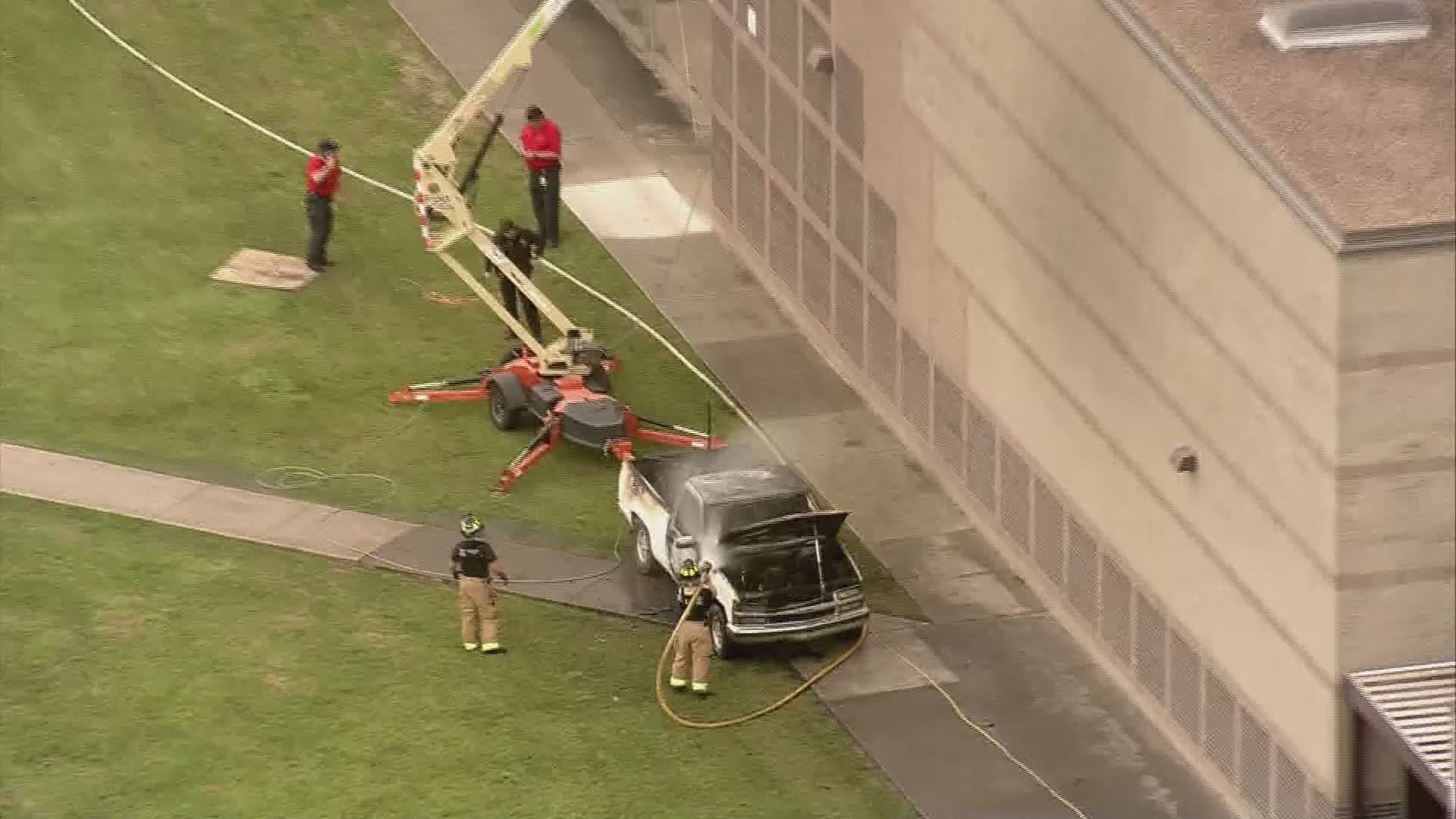 Students were evacuated temporarily at Kempner High School Friday morning as a precaution after a truck fire sent heavy smoke into the air.