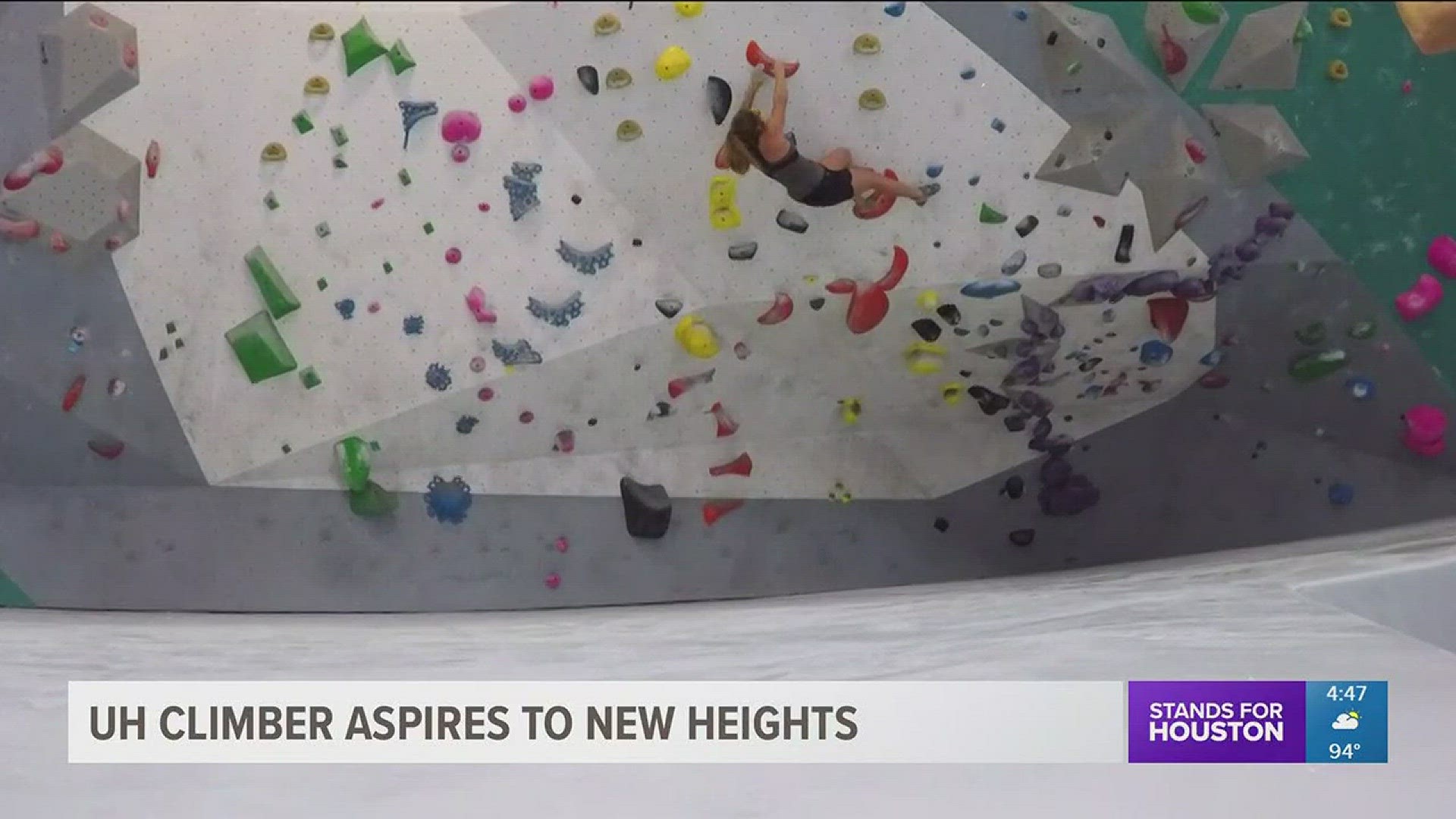 UH student Maddy Morris climbs five to six times a week and hopes to one day participate in the Olympics.