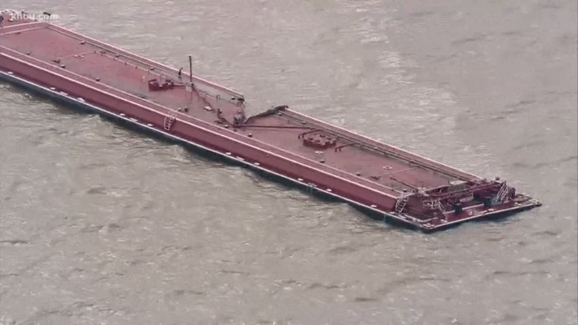 Two barges collided with a tanker south of Morgan's Point in the ship channel Friday afternoon.