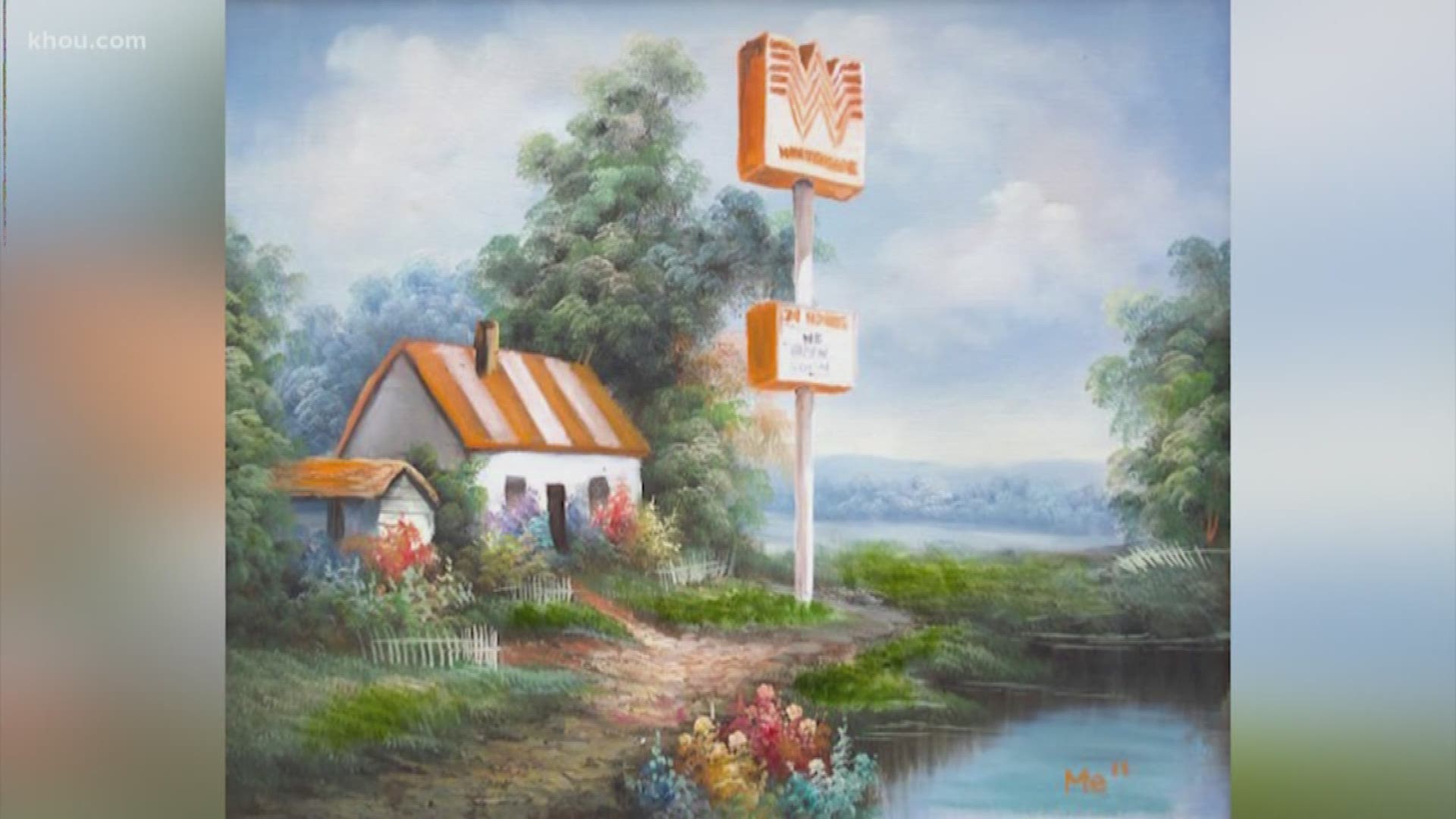 This art of fast food restaurants and businesses is totally Texas!