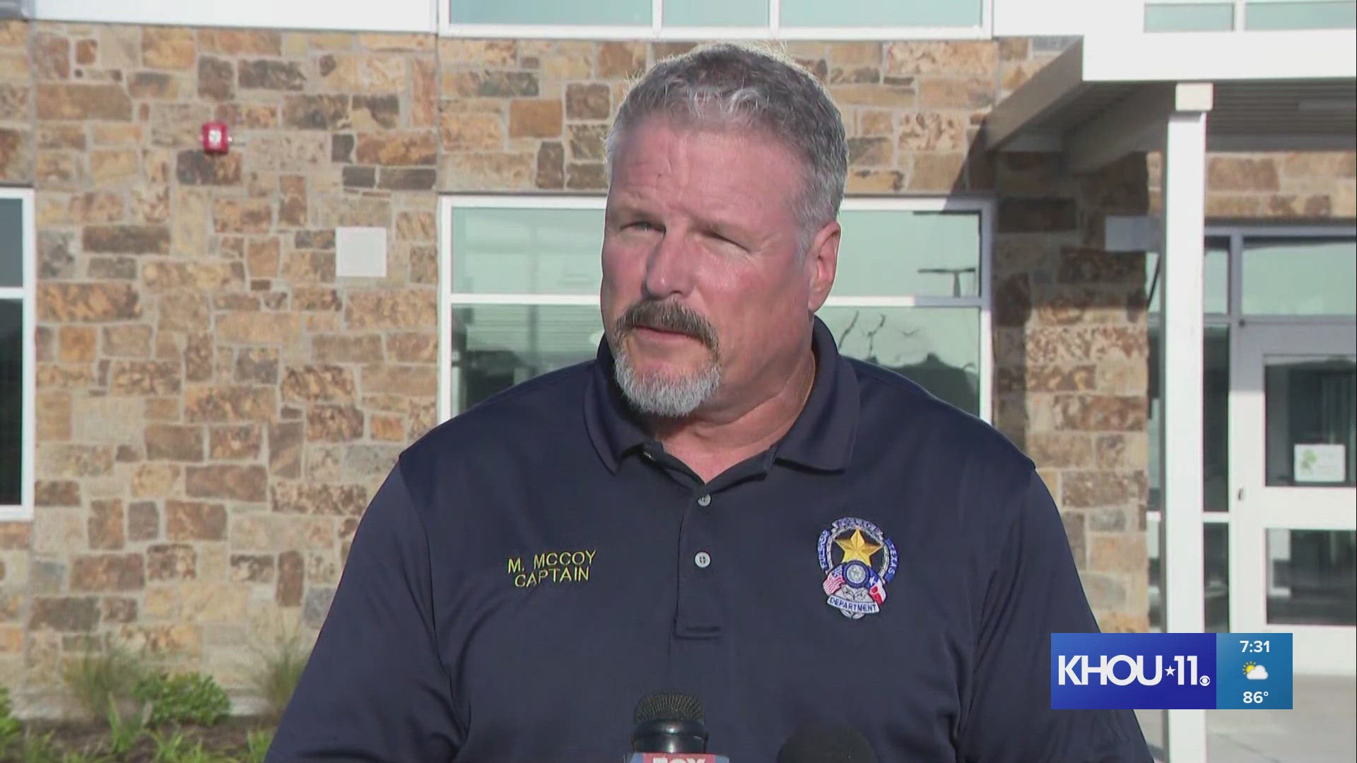 Fulshear Police Capt. Mike McCoy spoke with the media Thursday morning after a 12-year-old girl was found dead in a lake.