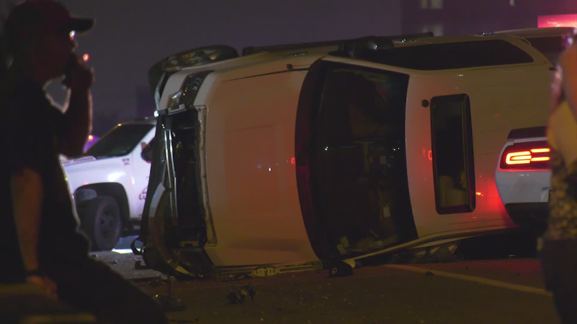 Two people were killed and four were injured in a multi-vehicle crash on the East Freeway. Police said it doesn't appear alcohol played a role.