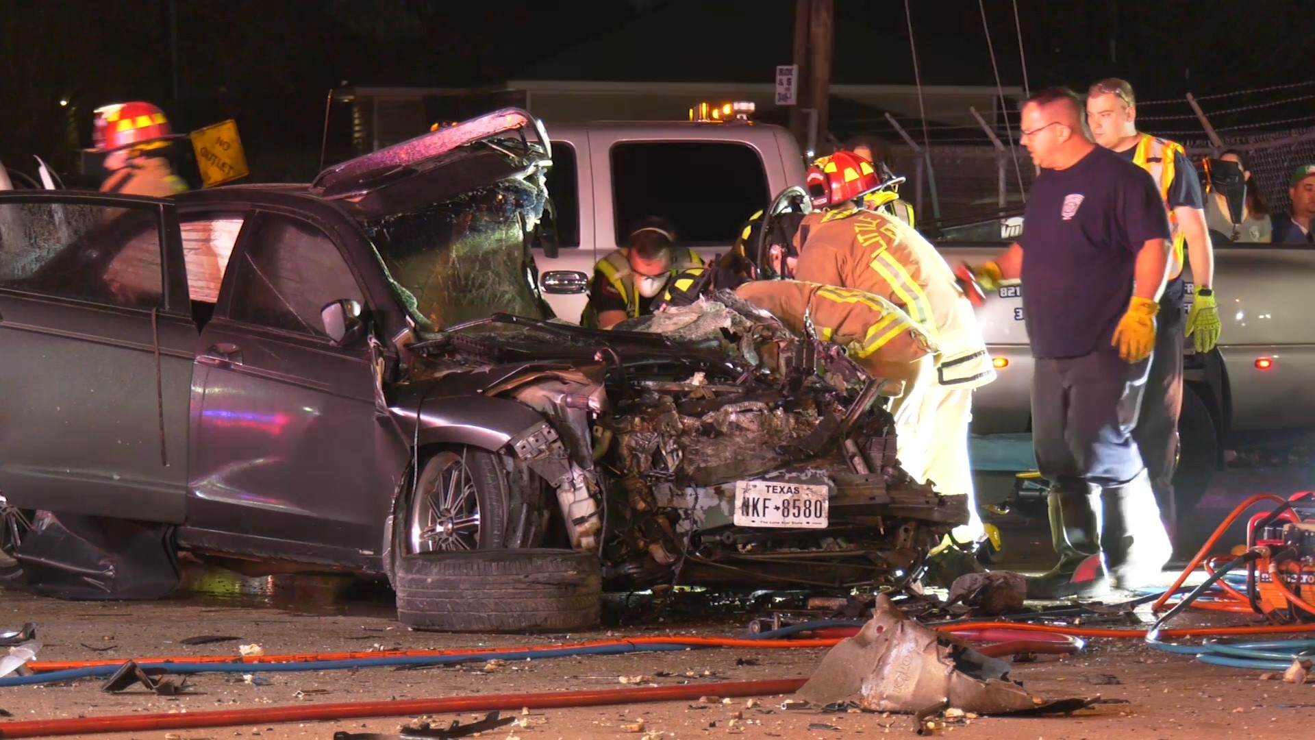 Deputies and firefighters responded to a crash late Sunday in north Harris County where an innocent driver was critically injured.