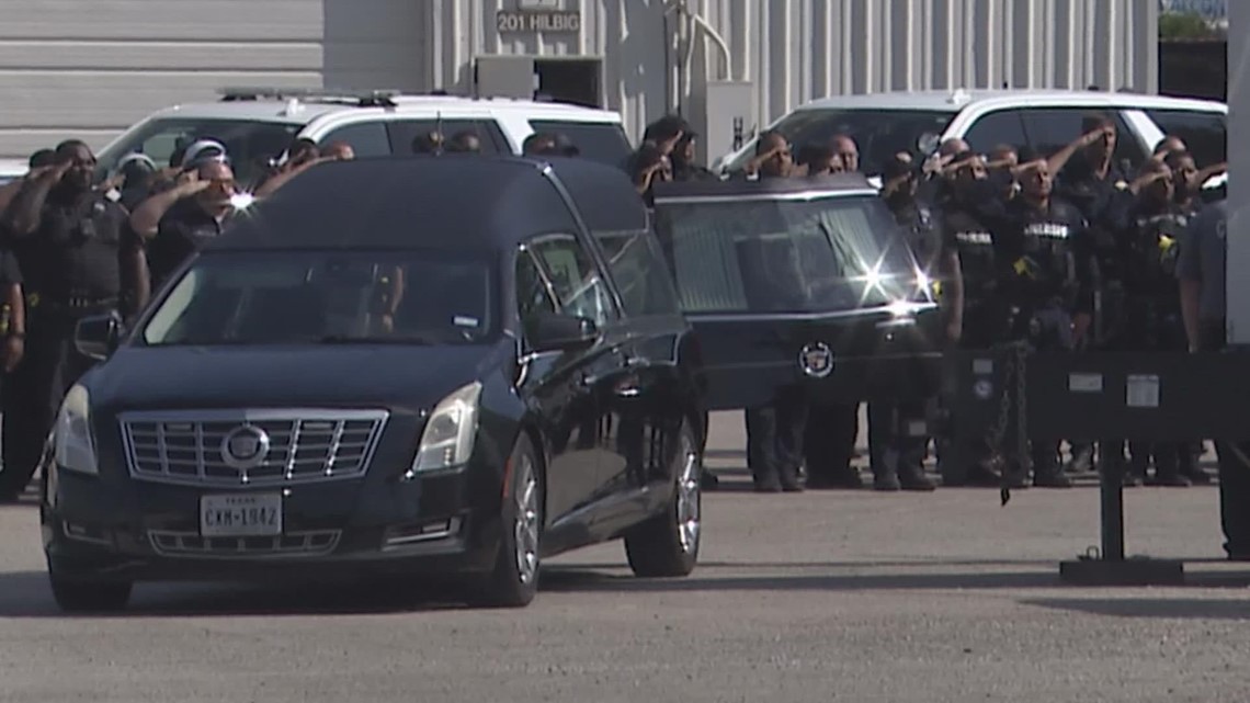 Deputy Adam Howard escorted during procession to Houston funeral home