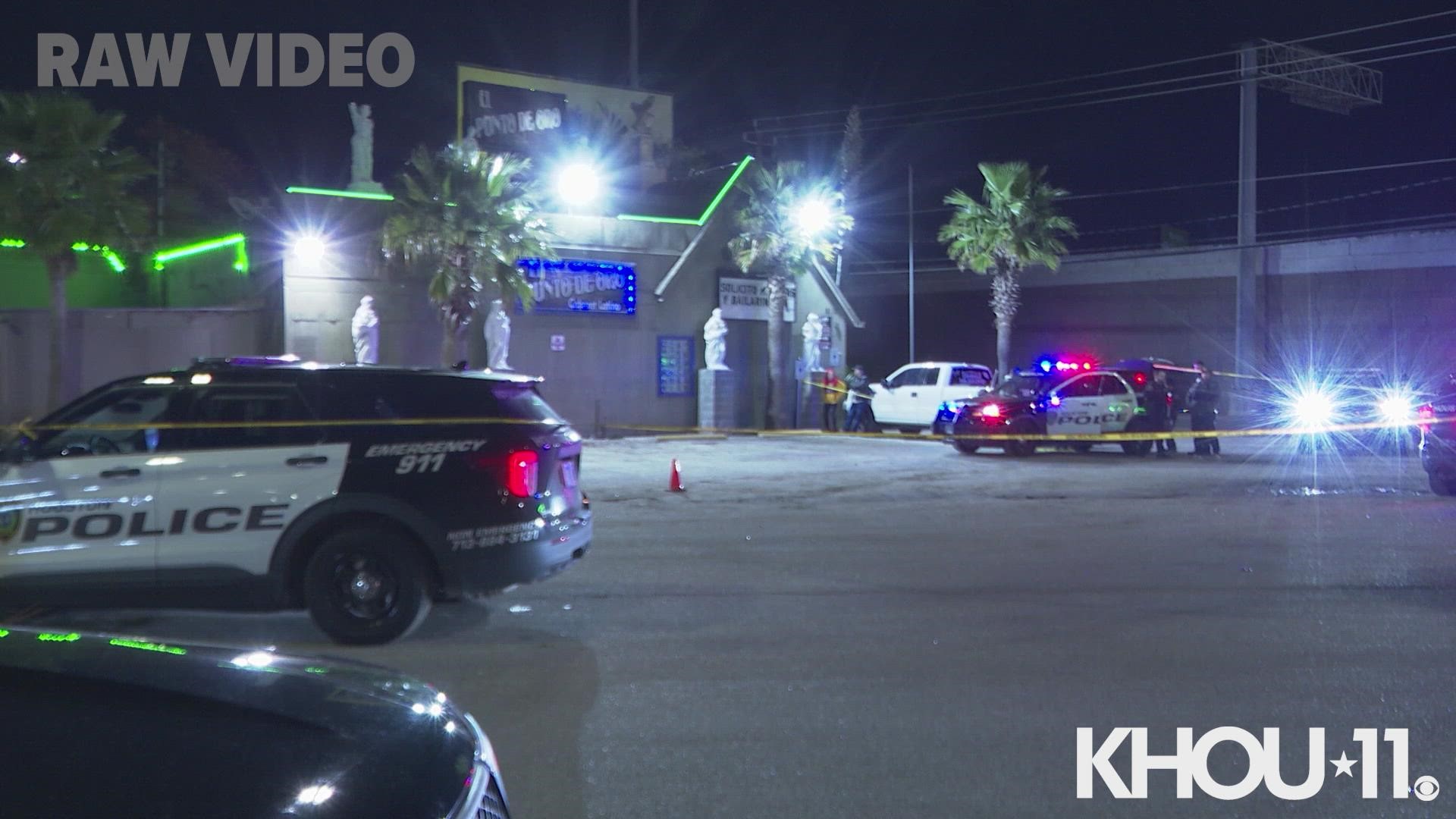 Houston police investigating a shooting outside a club along the Southwest Freeway that left a woman injured.