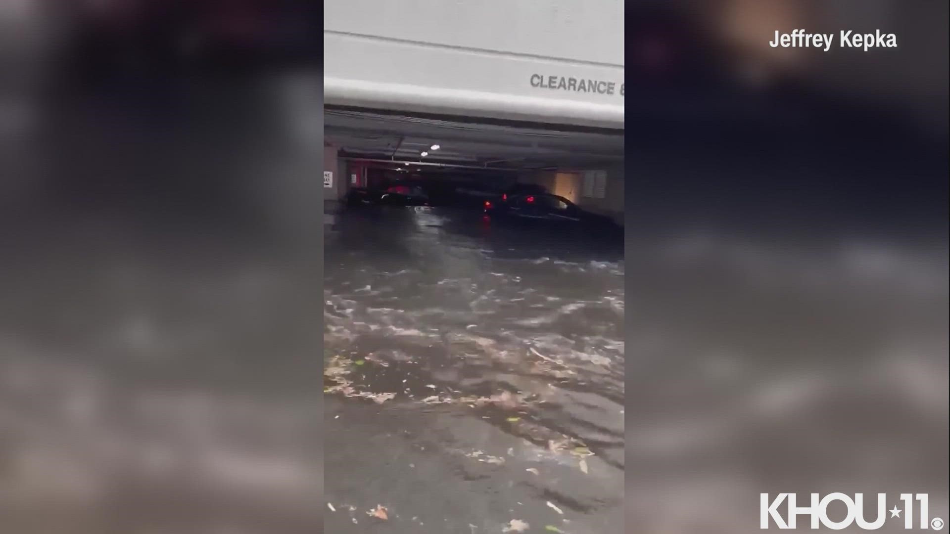 Jeffrey Kepka captured submerged cars in a flooded parking garage in Pelican Bay, Naples.