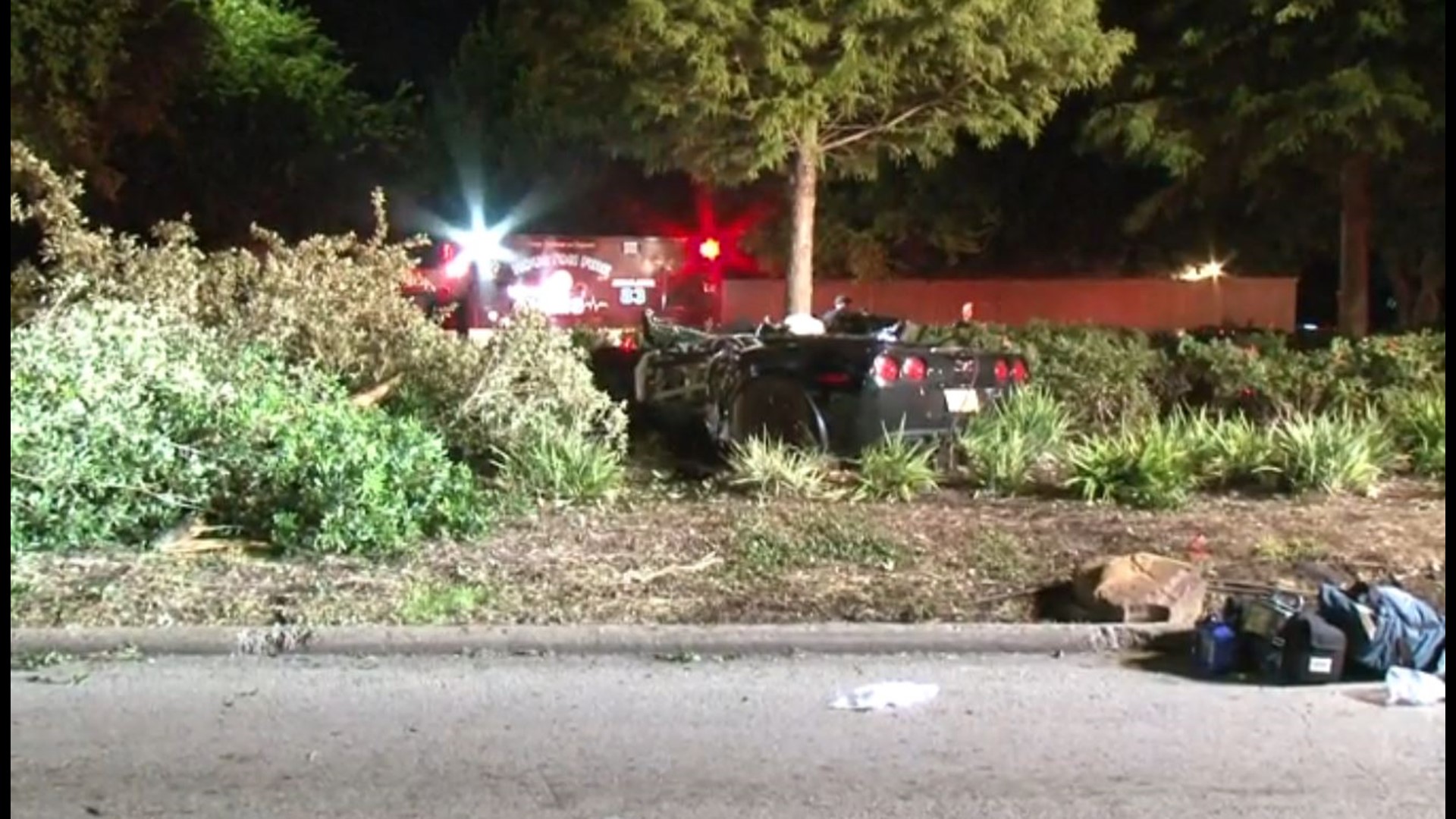 2 men hurt, Corvette destroyed in high-speed crash in west Houston ...