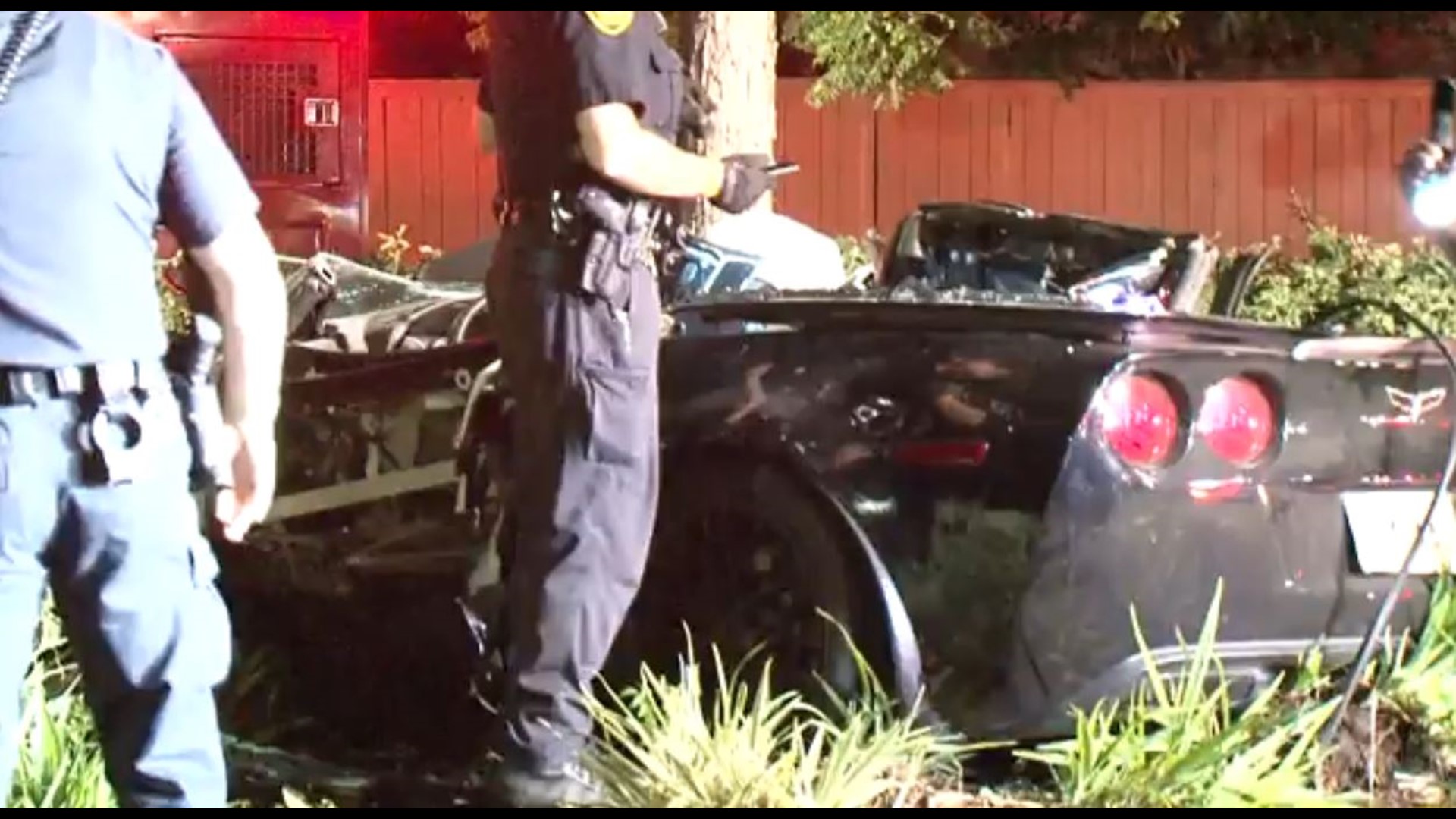 2 men hurt, Corvette destroyed in high-speed crash in west Houston ...