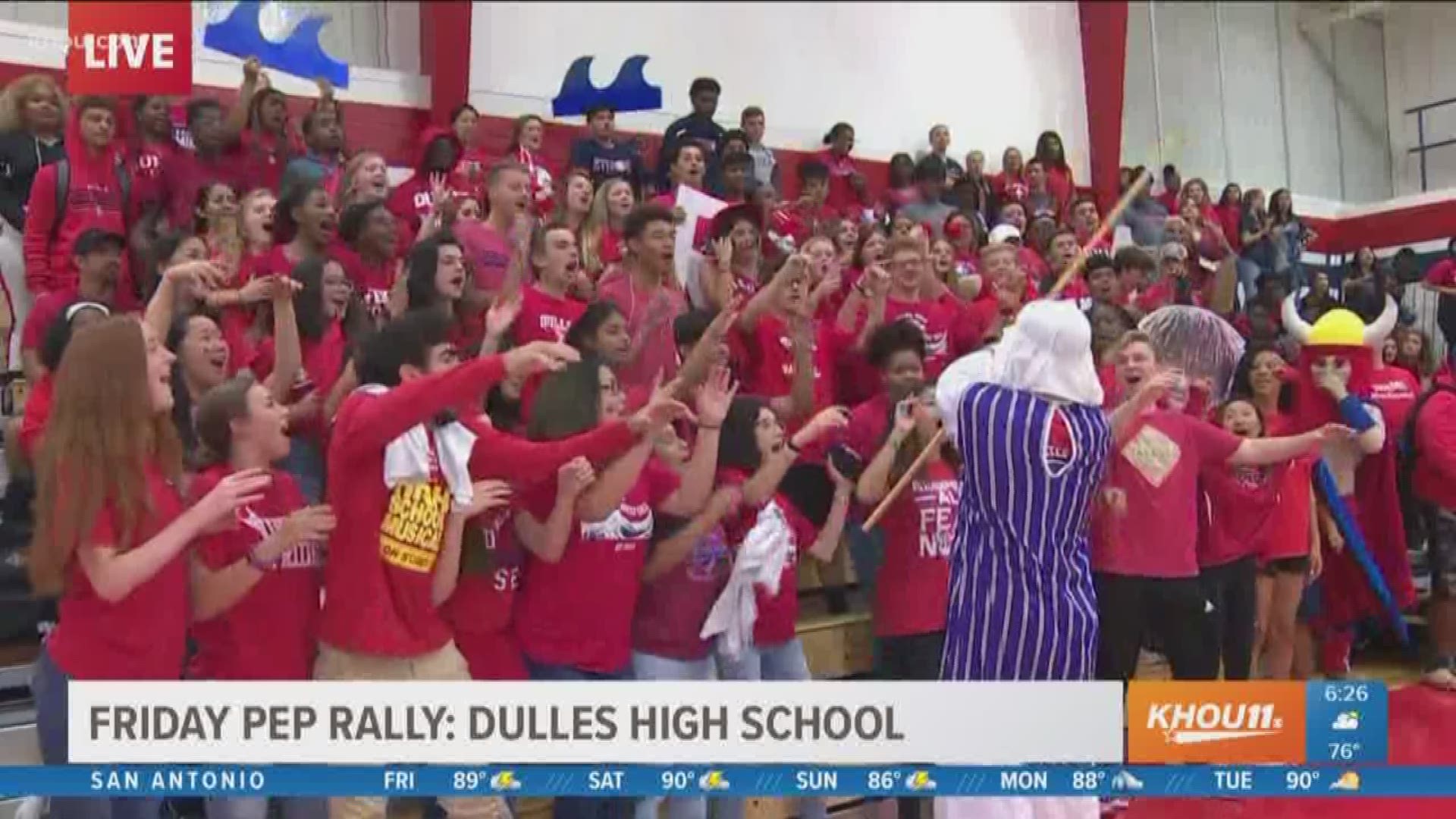 Check out what the students call the "Parting of the Red Sea" at Friday morning's pep rally at Dulles High School in Missouri City.