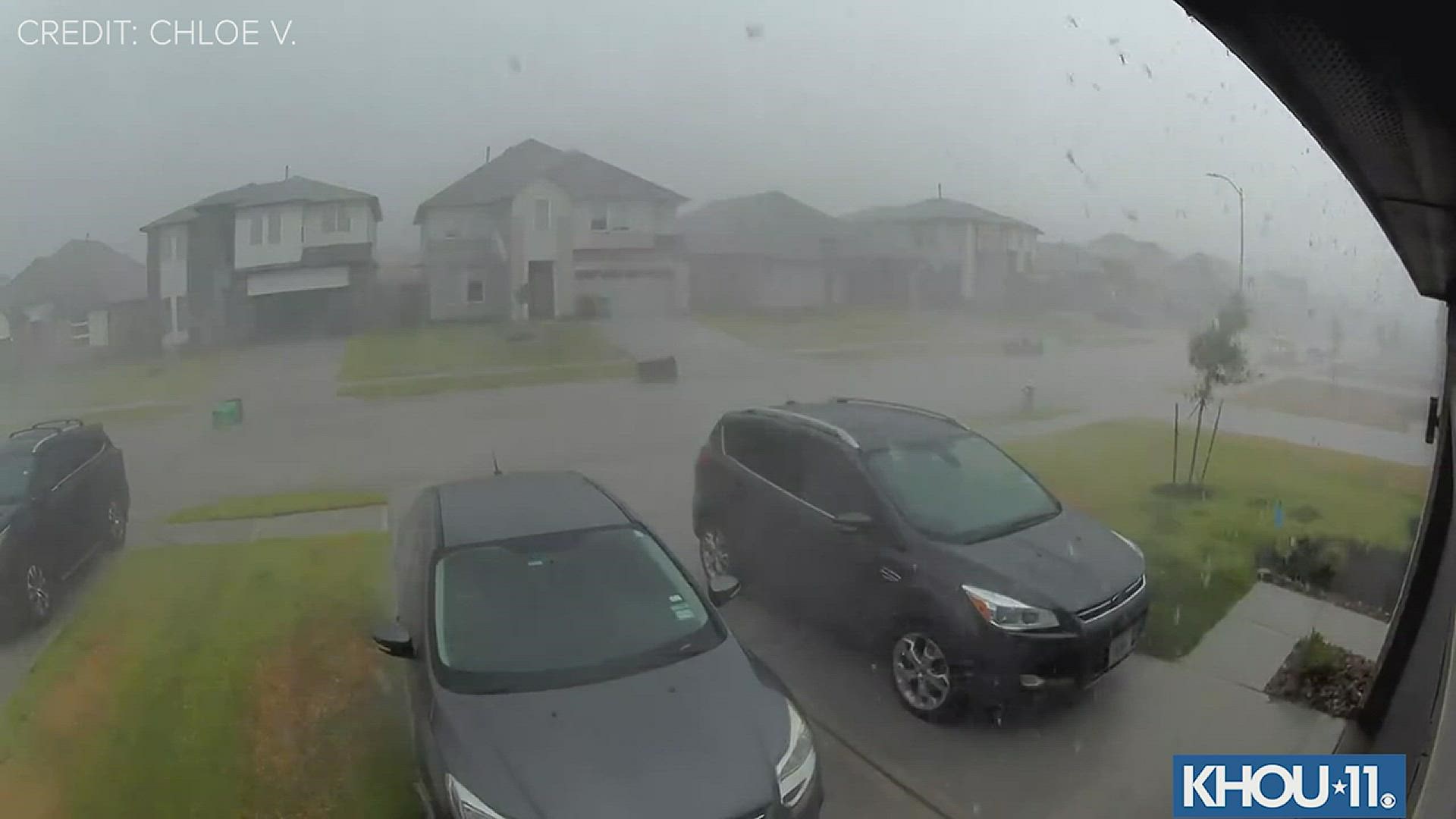 Raw video: Strong thunderstorm blows through Katy, Texas