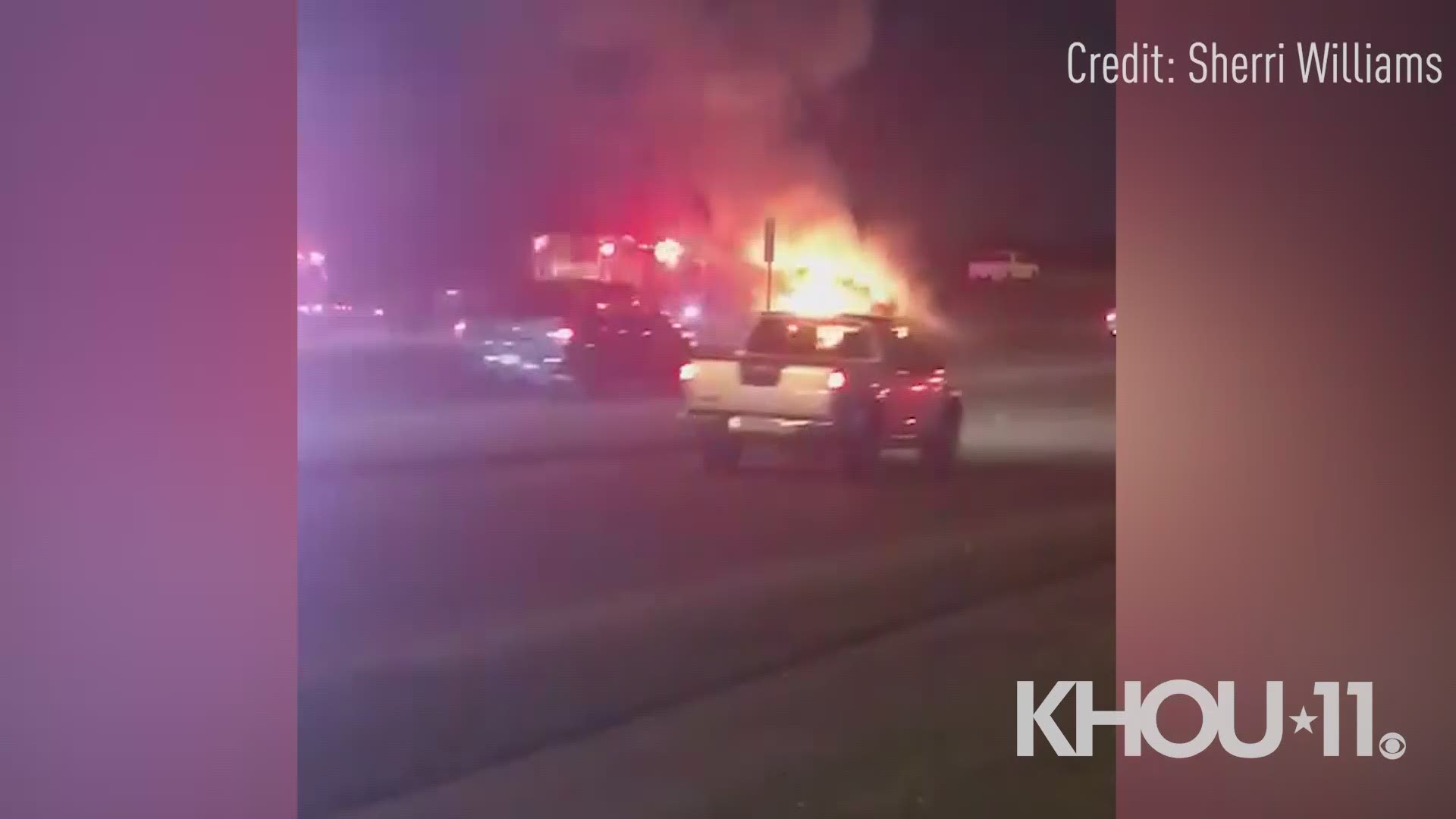 All eastbound lanes of I-10 East were shut down after a fiery crash early Monday.