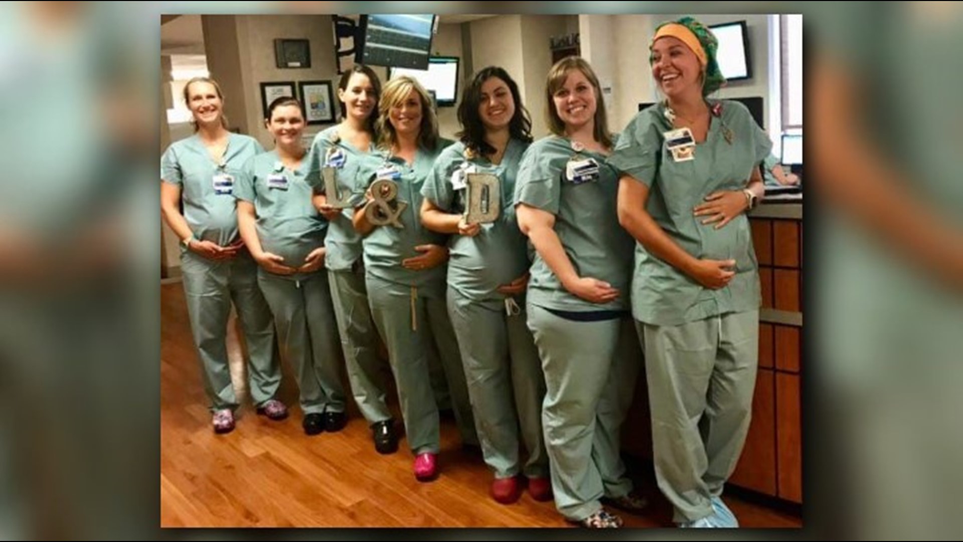 Oh baby 7 Labor and Delivery nurses at N C hospital expecting at the