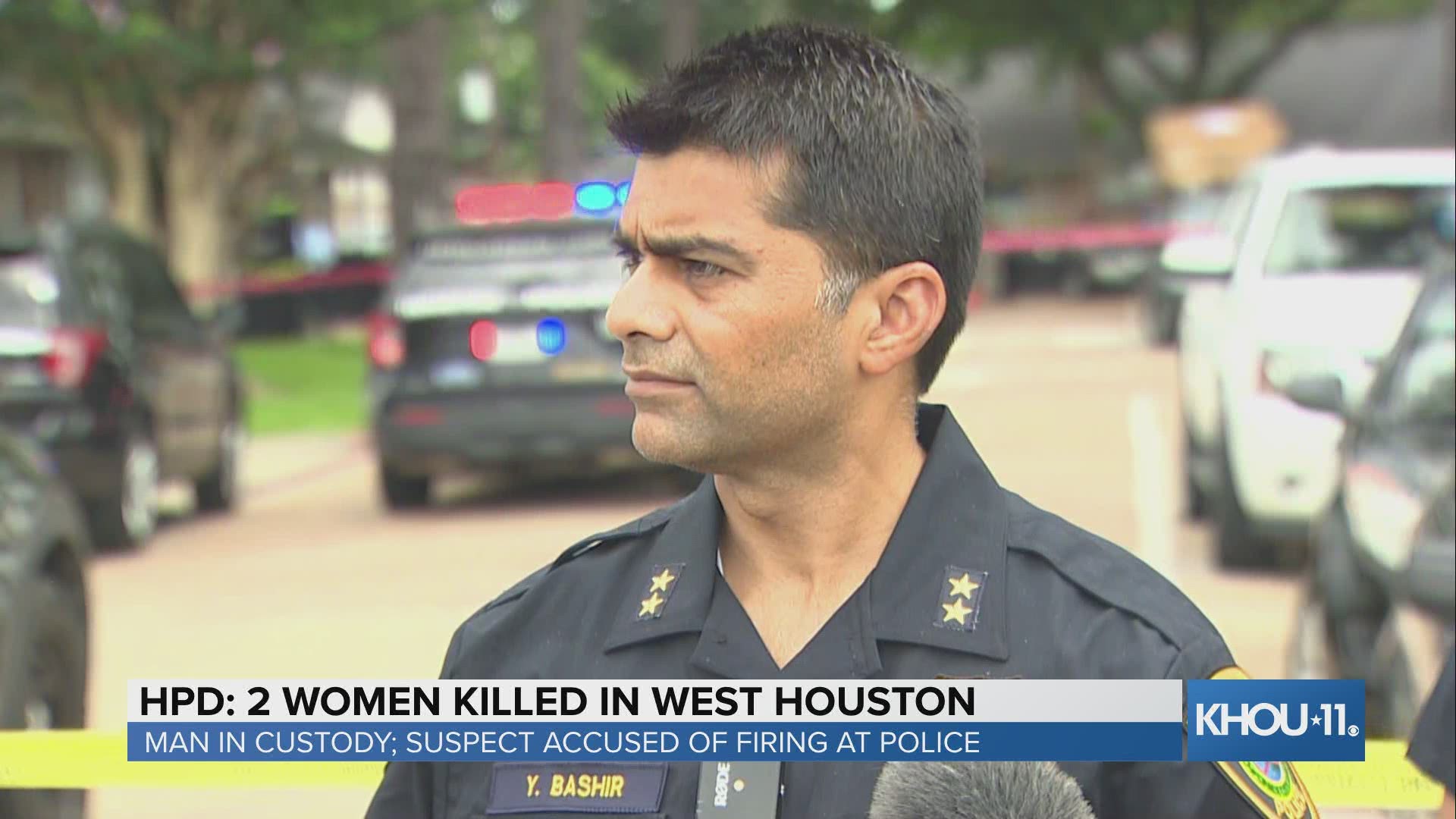 A man, accused of fatally shooting his girlfriend and her mother, is hospitalized with multiple gunshot wounds after HPD officers respond to home in west Houston.