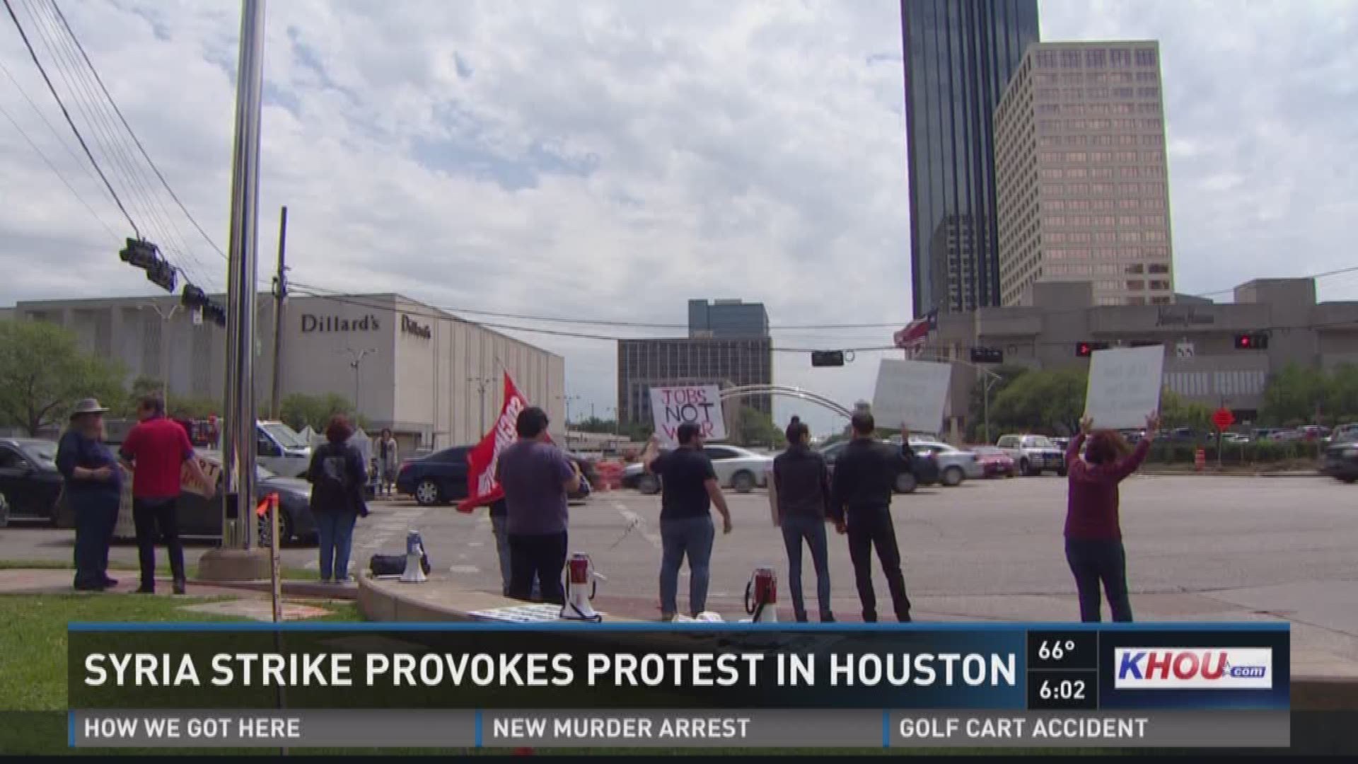 As soon as the Houston Socialist Movement heard the news about the overnight airstrikes in Syria, the movement held what it described as an emergency protest. 