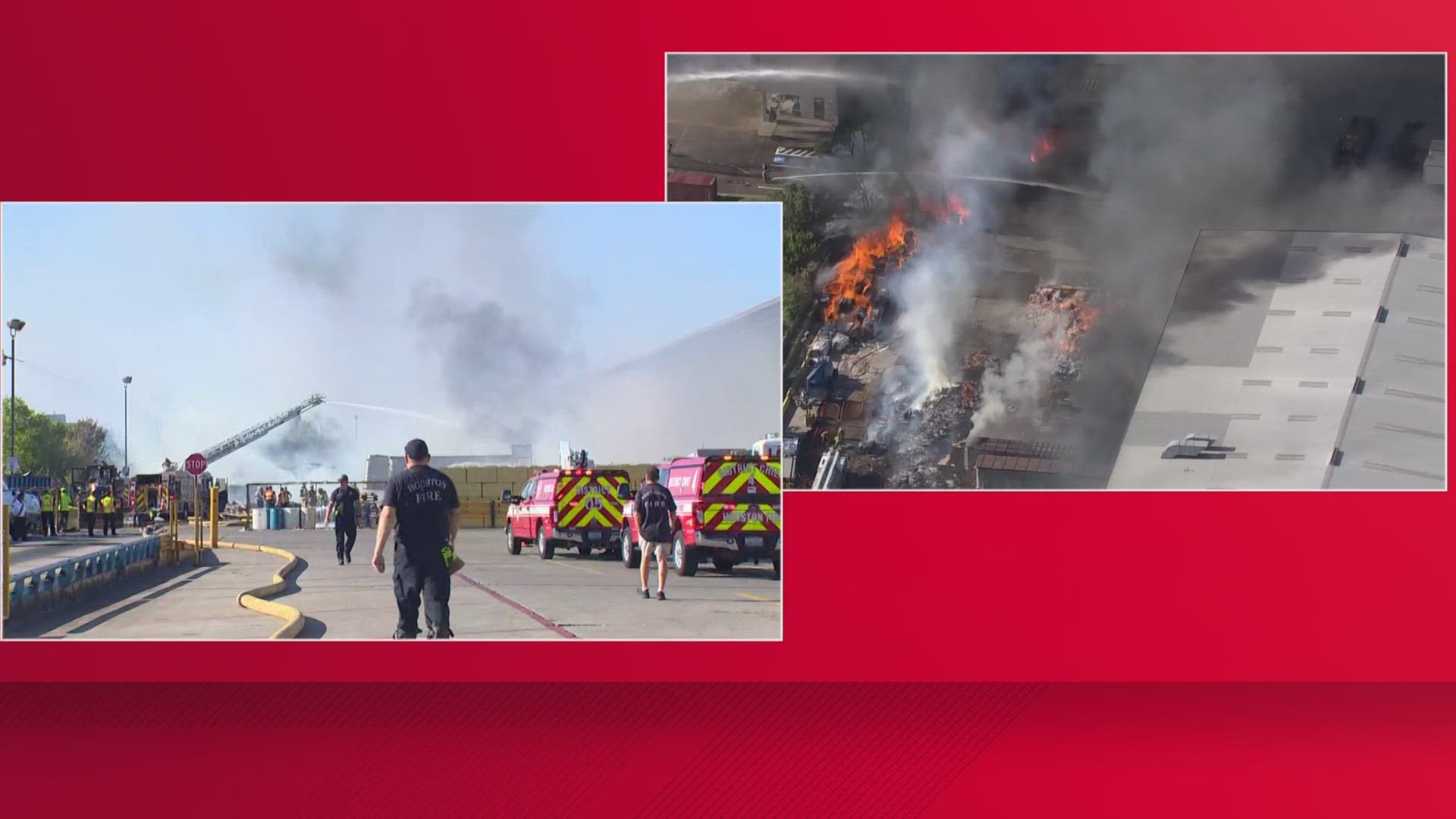 Waste Management recycling plant burning in Spring Branch