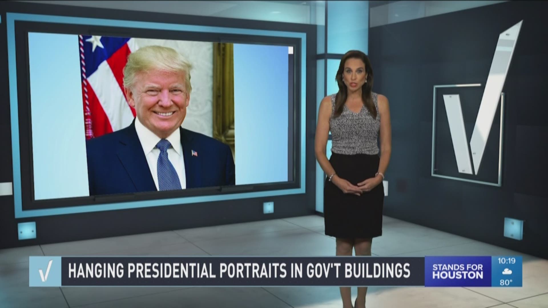 A KHOU 11 viewer via email wanted us to verify: "Do government agencies have to display a picture of the 'current' president on their walls?"