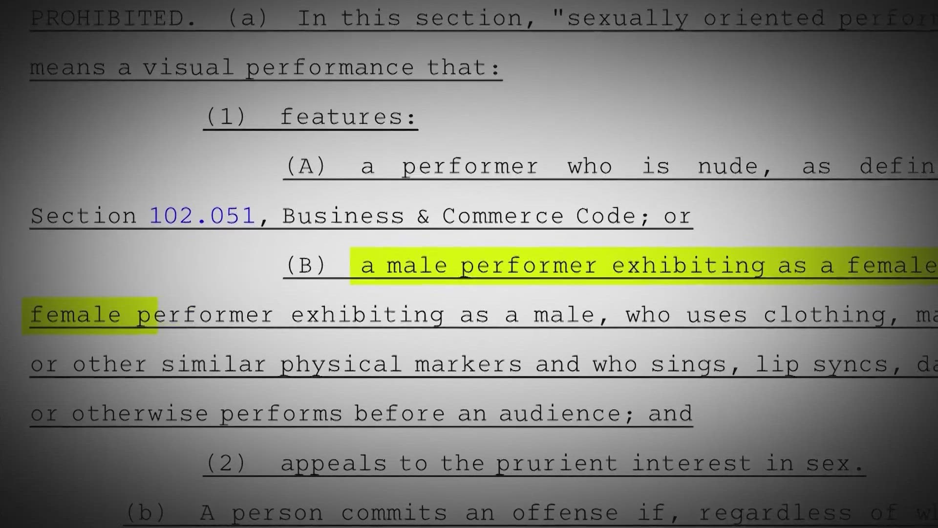 Senate Bill 12 prohibits “sexually oriented” performances to take place in front of children.