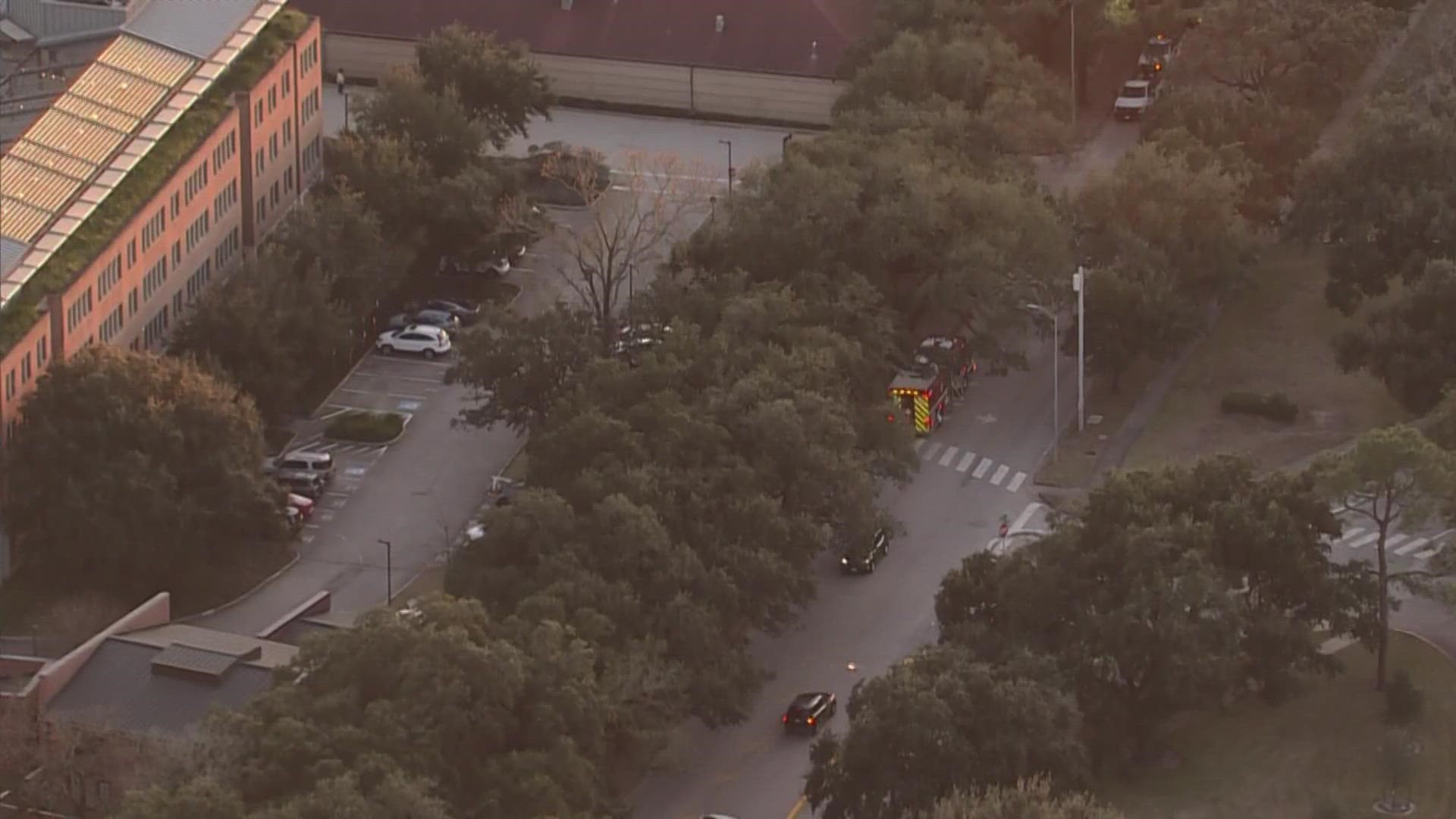 At least two buildings on Rice University's campus were evacuated Thursday, according to one of the school's Twitter accounts.