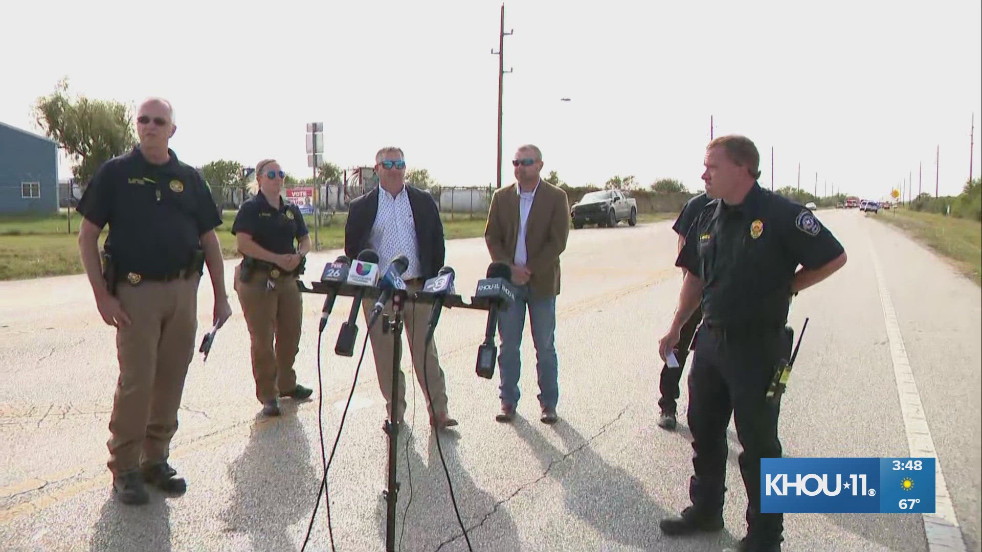 Officials give an update on the propane explosion at a Brookshire facility on Wednesday, Oct. 16, 2024.