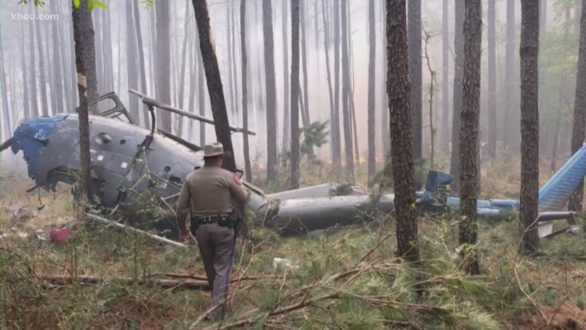 FAA and NTSB officials are investigating Wednesday's fatal helicopter crash in Montgomery County. The chopper is still deep in the woods in the Sam Houston National Forest.