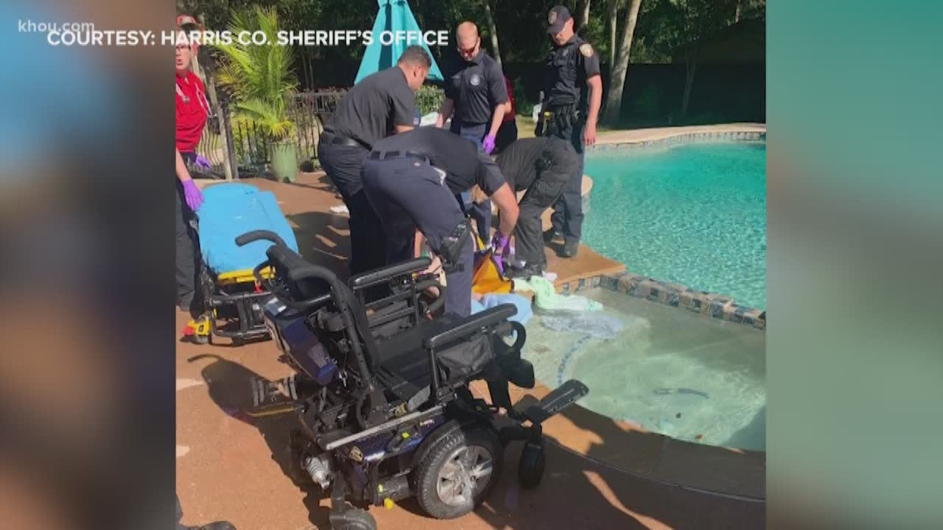 An 81-year-old paralyzed man was rescued from hot tub after he accidentally drove his motorized chair into the water.