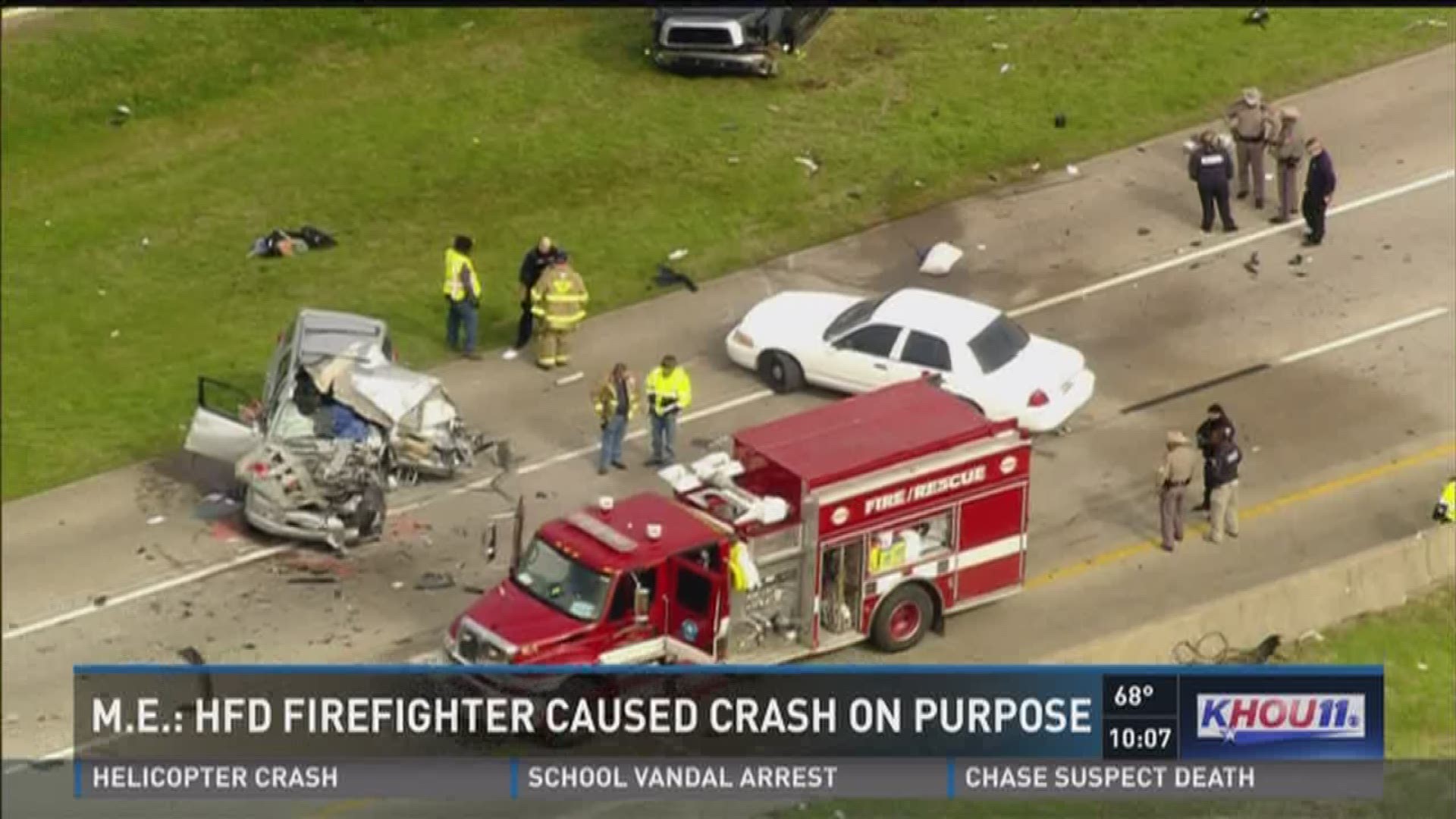 The death of a Houston firefighter in a crash in Brookshire last week has been ruled a suicide.