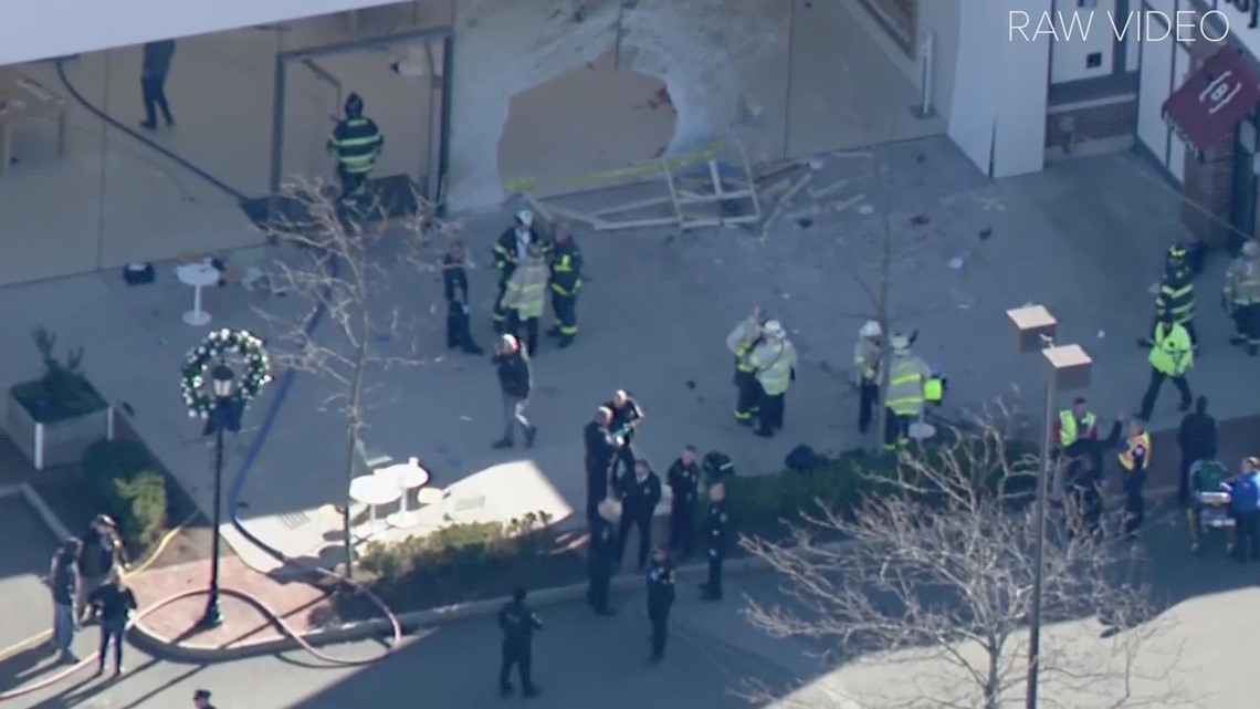 Raw video Car drives into Massachusetts Apple store, killing one